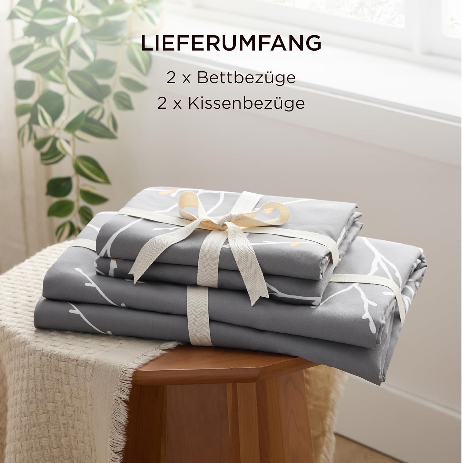 Thumbnail 6 de BEDSURE Bettwäsche 135x200 Zweige Grau