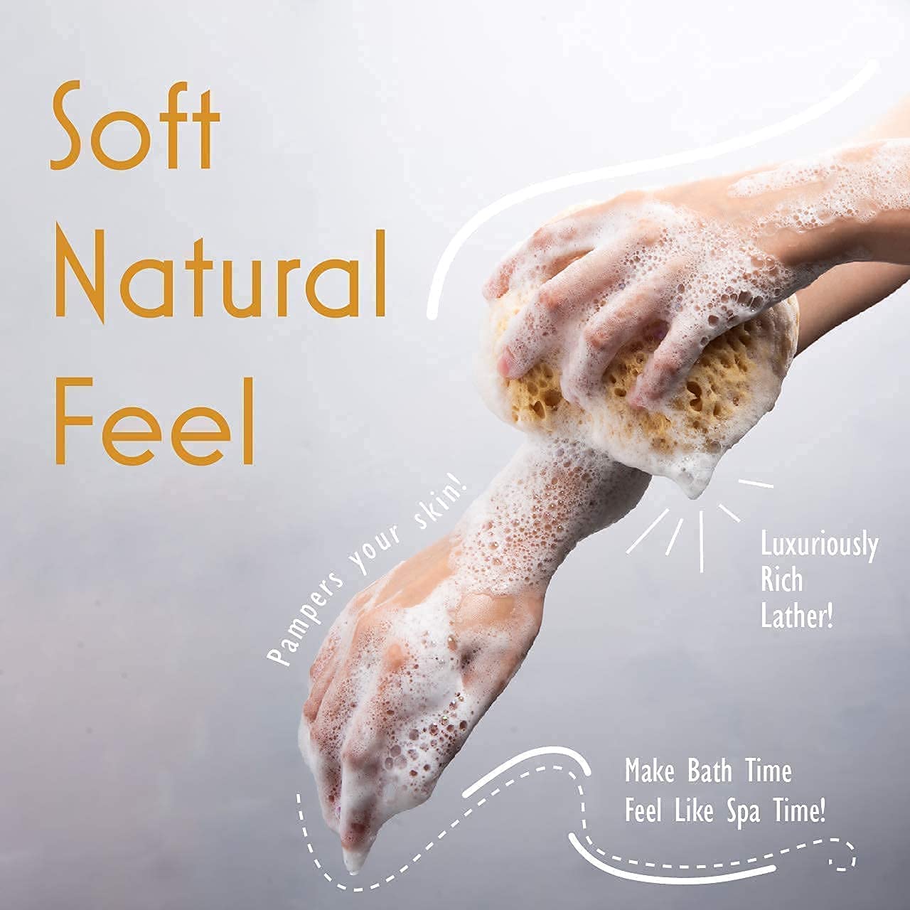 Detalle de myHomeBody Bath Sponge, Foam Loofah – Large, 3 Pack (Curvy) for Rich Lather and Gentle Exfoliation