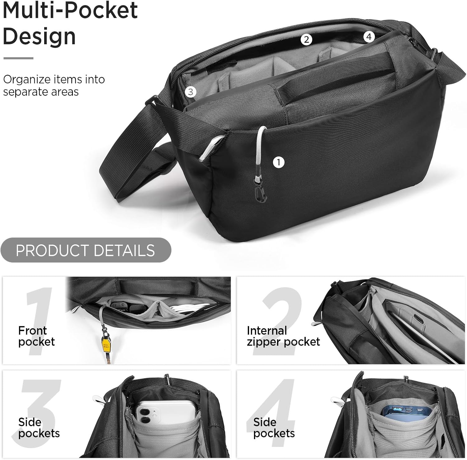 Detalle de TAAOKA Camera Sling Bag: Waterproof Crossbody Case for DSLR/SLR/Mirrorless with Tripod Holder