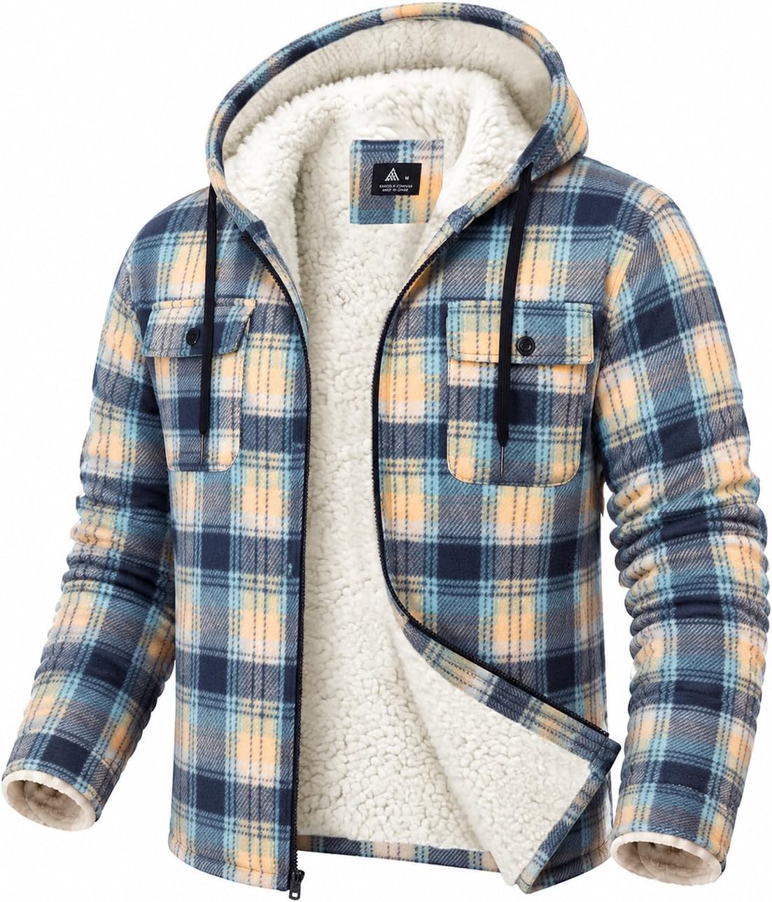 Detalle de GEEK LIGHTING Men's Flannel Jacket, Sherpa-Lined