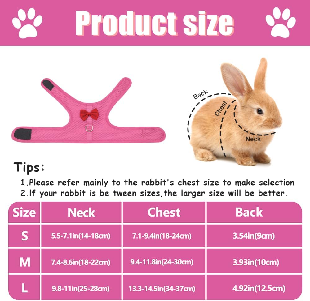 Detalle de MiOYOOW Small Pet Chest Harness, Adjustable Rabbit & Ferret Harness with Leash Set (S Size, Black)