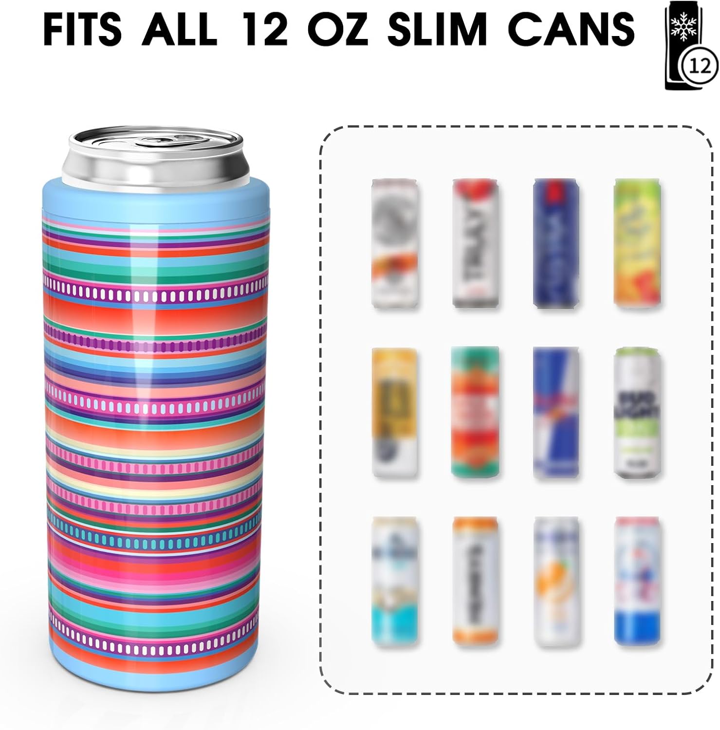 Detalle de TILUCK Skinny Can Cooler for Slim Beer & Hard Seltzer (Double-Walled Stainless Steel) for 12 oz Slim Cans
