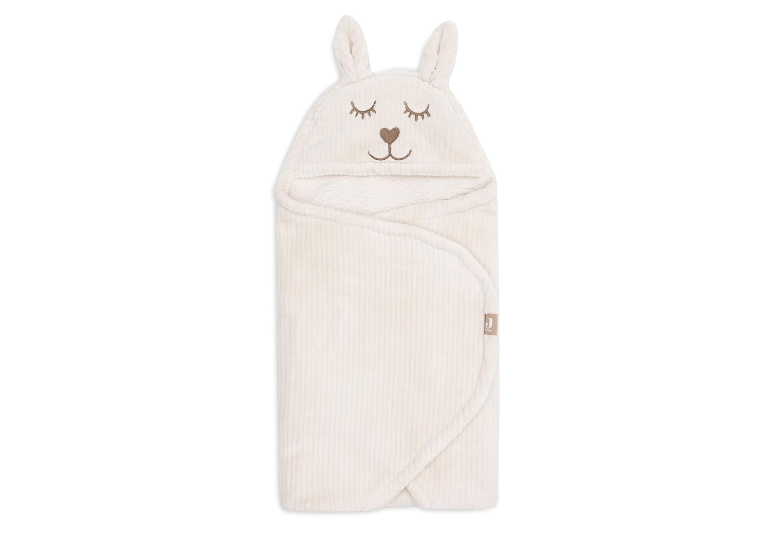 Thumbnail 3 de Jollein Einschlagdecke Baby Bunny Cloudy Rib – Oatmeal mit Kapuze & Klettverschluss