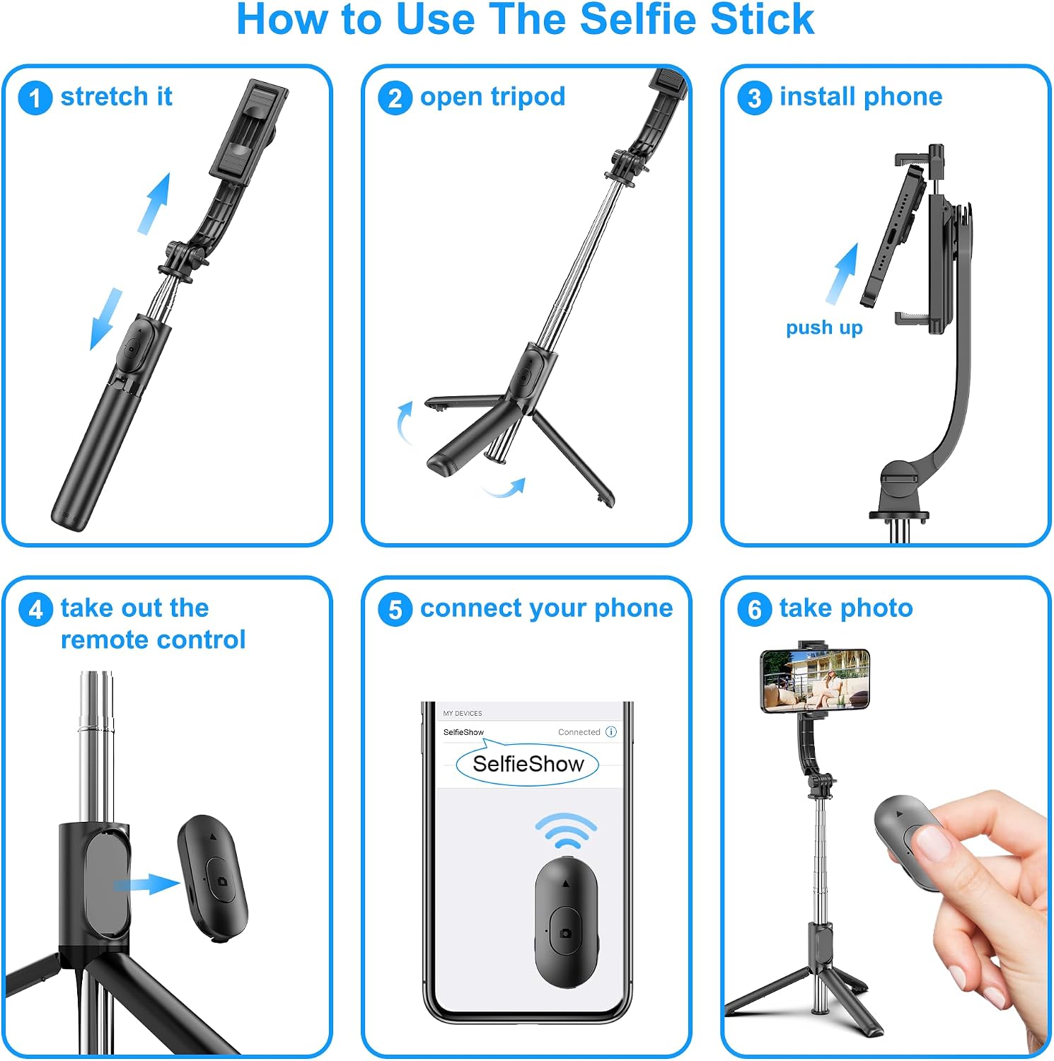 Thumbnail 5 de SelfieShow Extendable Selfie Stick Tripod