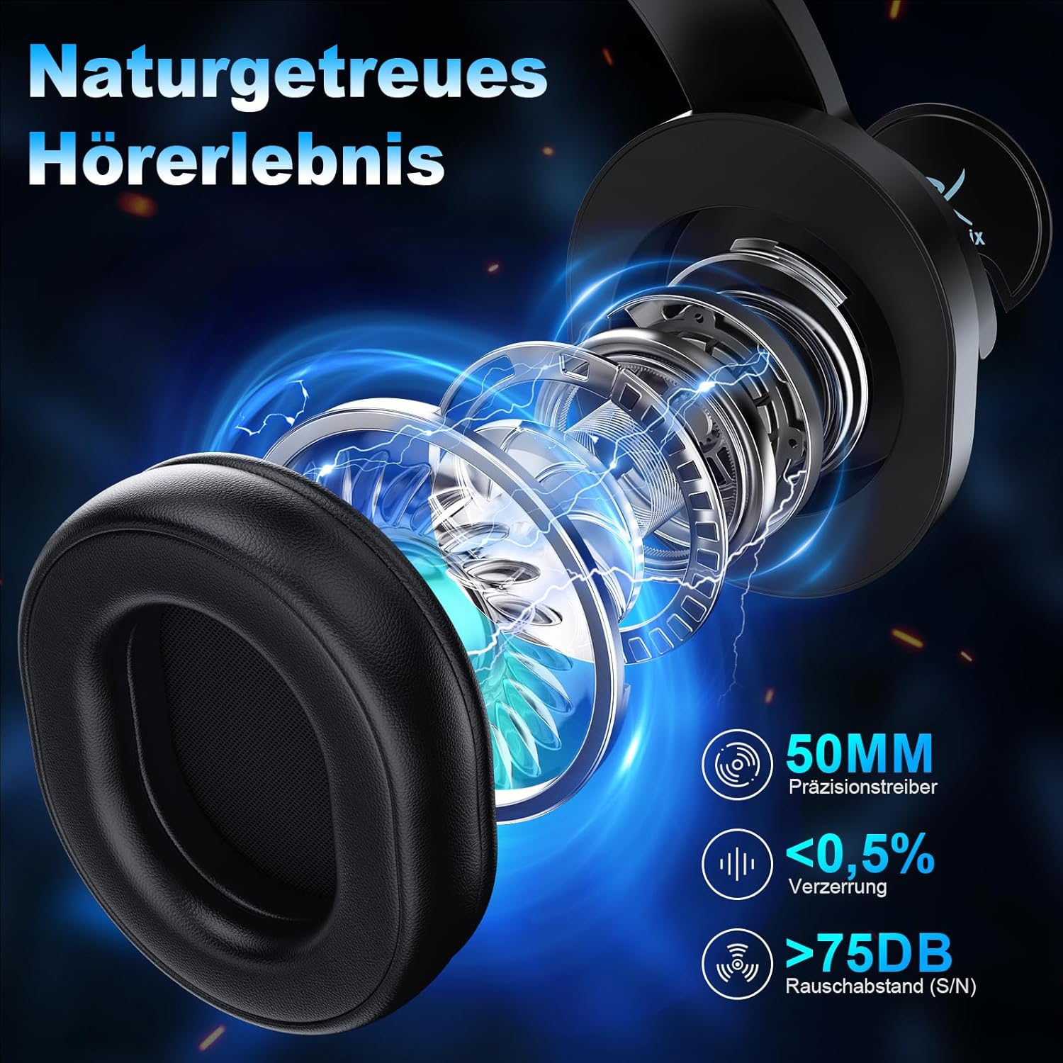 Thumbnail 2 de Krysenix PG3 Wireless Gaming Headset (48 Stunden, 2,4 GHz & Bluetooth 5.4) für PS4, PS5, PC, Mac & Switch