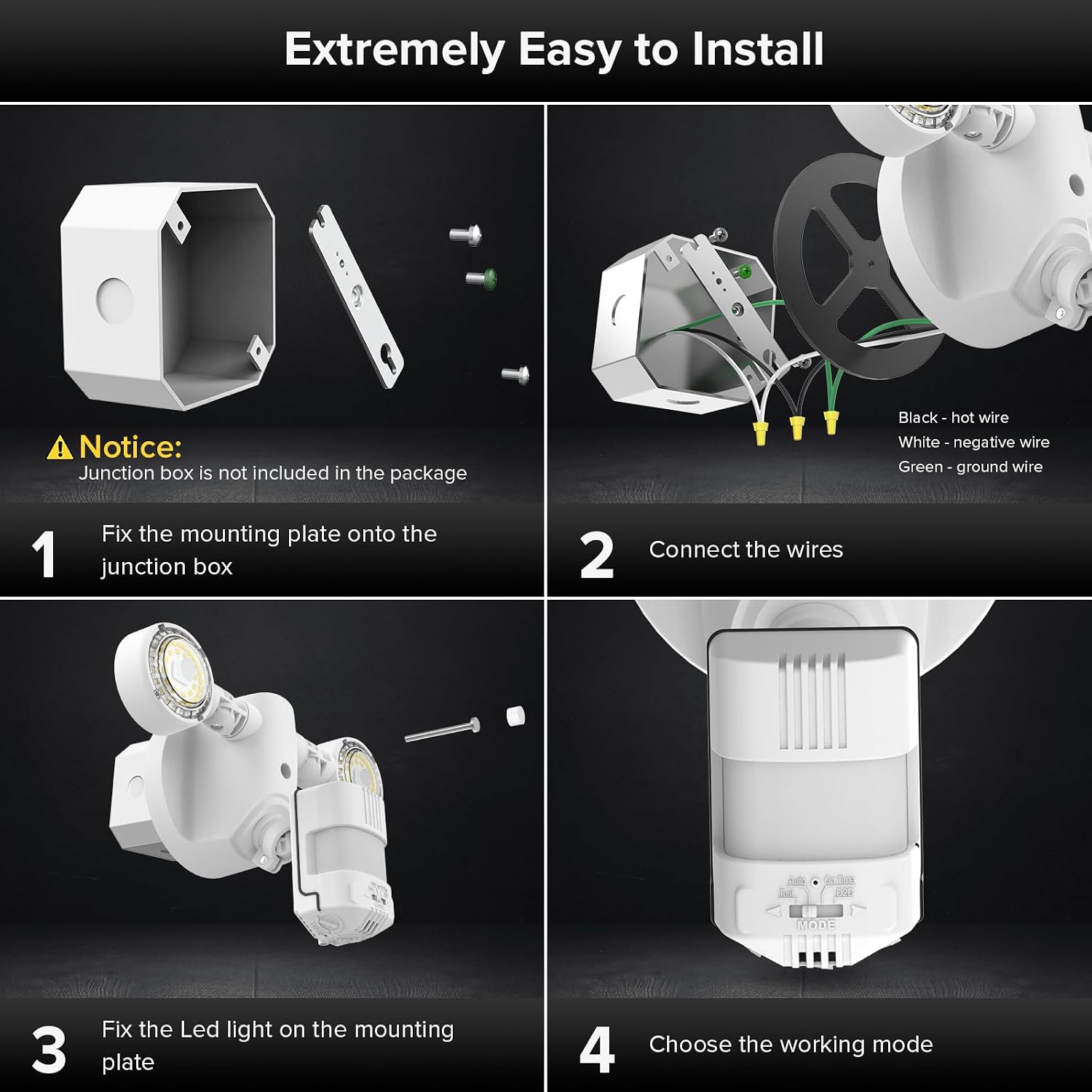 Thumbnail 6 de SANSI C2440-MW-25W Motion Sensor Security Light, 3,000 Lumens, 5000K