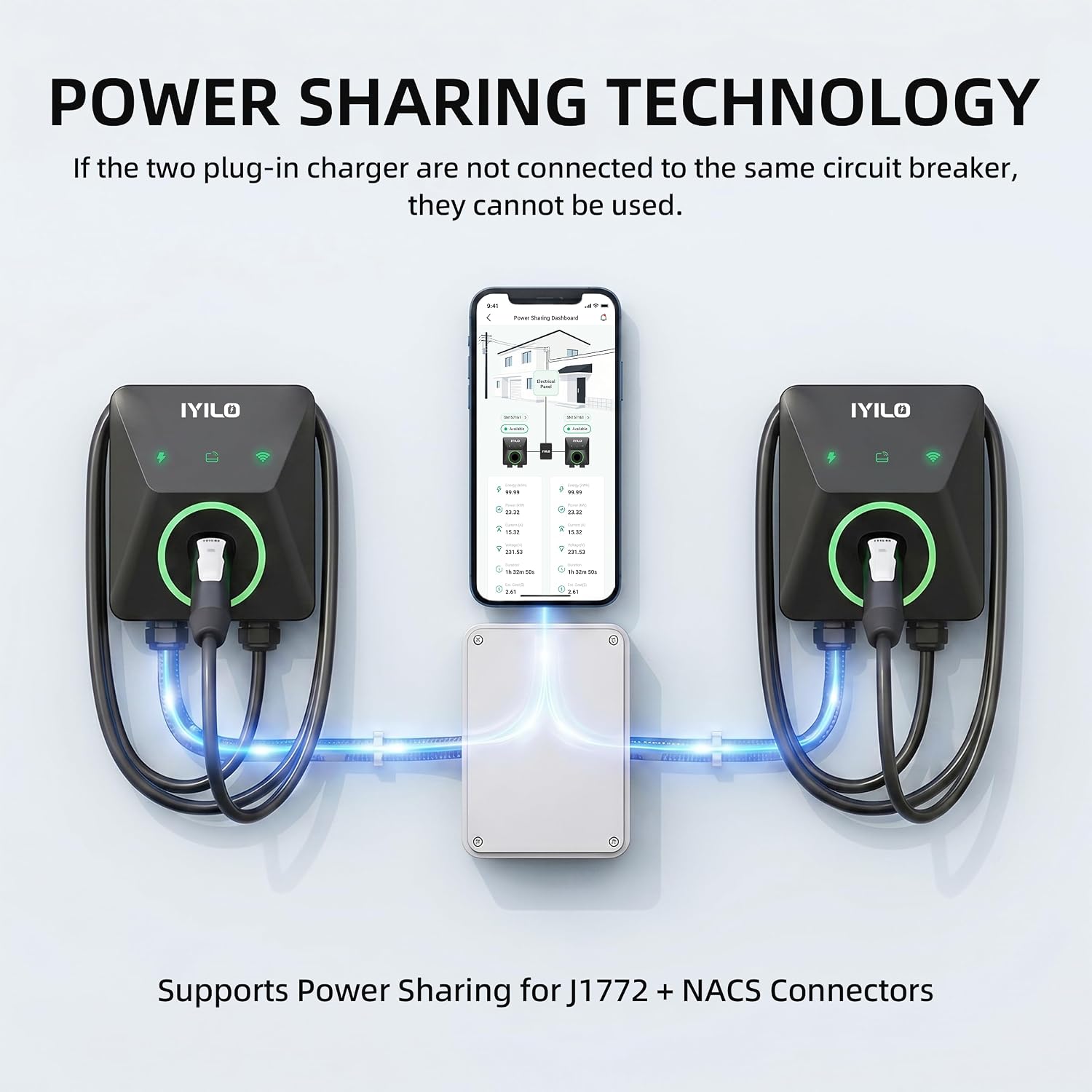 Thumbnail 6 de IYILO Level 2 EV Charger for Tesla (48A, 11.5kW, 240V) with Power Sharing and WiFi Smart App