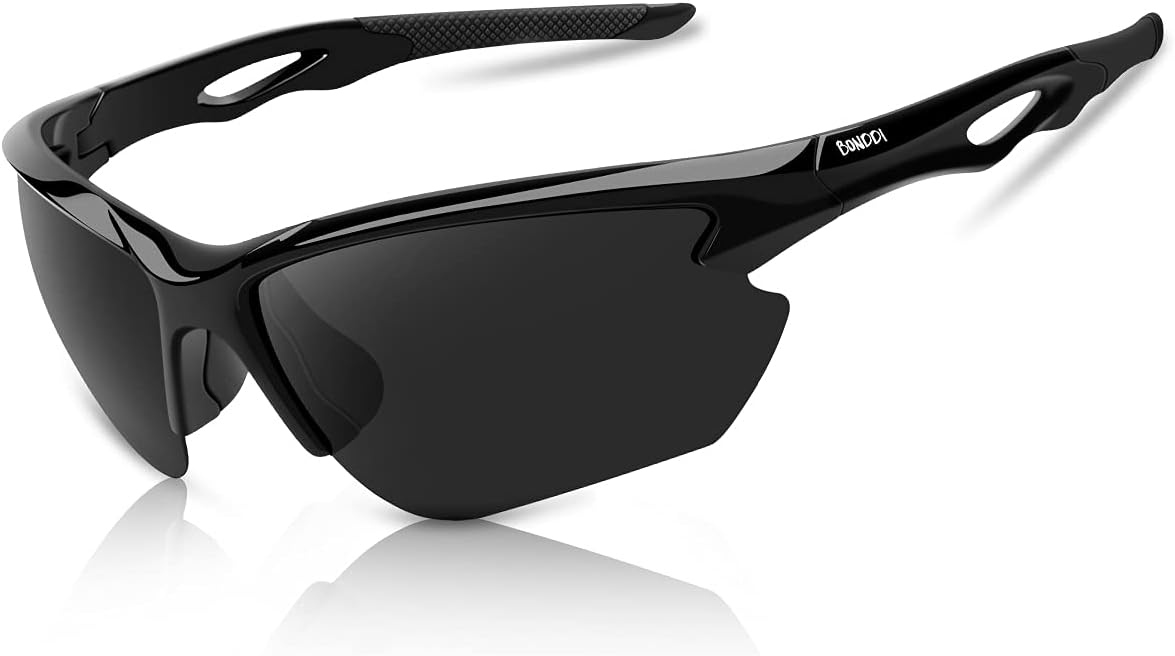 Detalle de BONDDI Fahrradbrille: Polareisierte Sportsonnenbrille mit unzerbrechlichem TR90-Rahmen