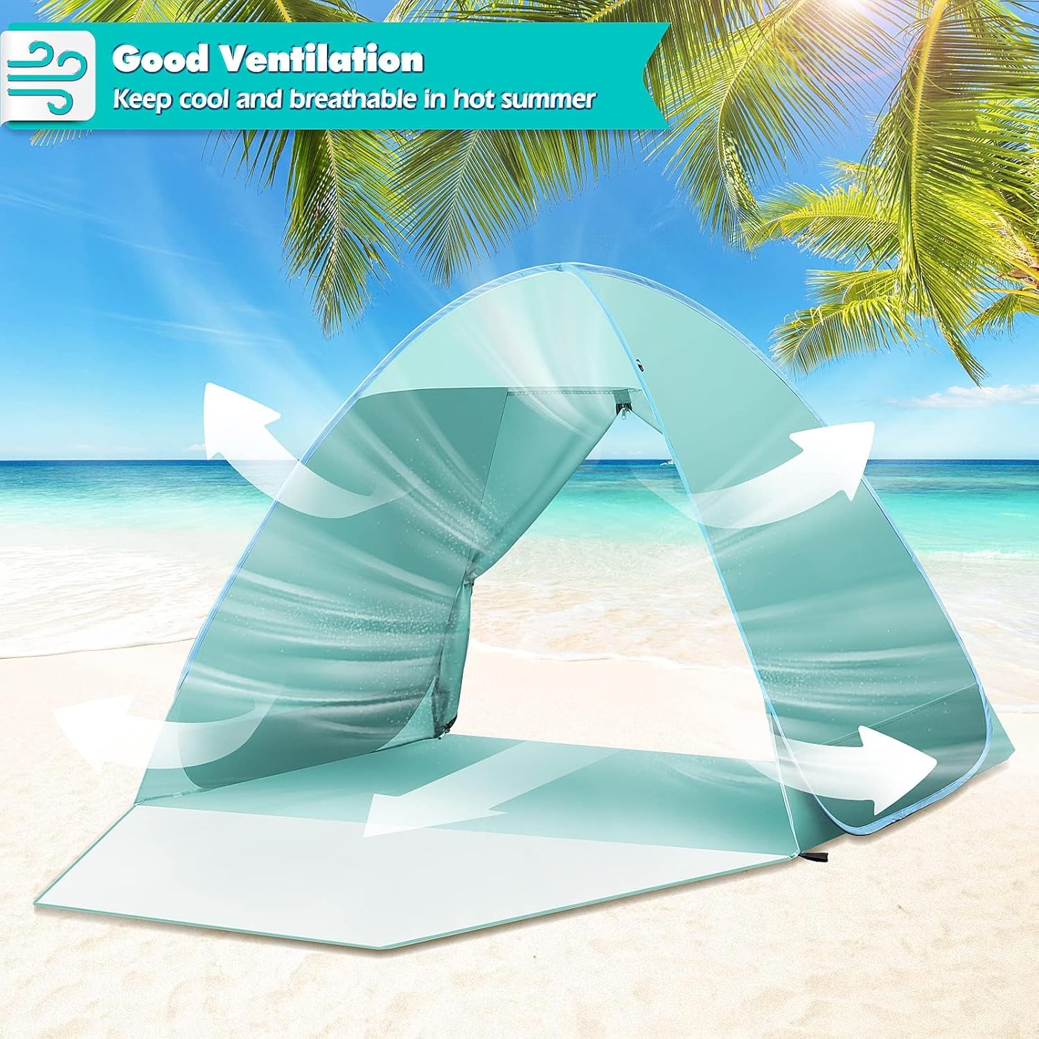 Detalle 2 de Pop up Strandmuschel 2–3 Personen – UV Schutz UPF 50+ mit Privatsphäre, kompakt & tragbar