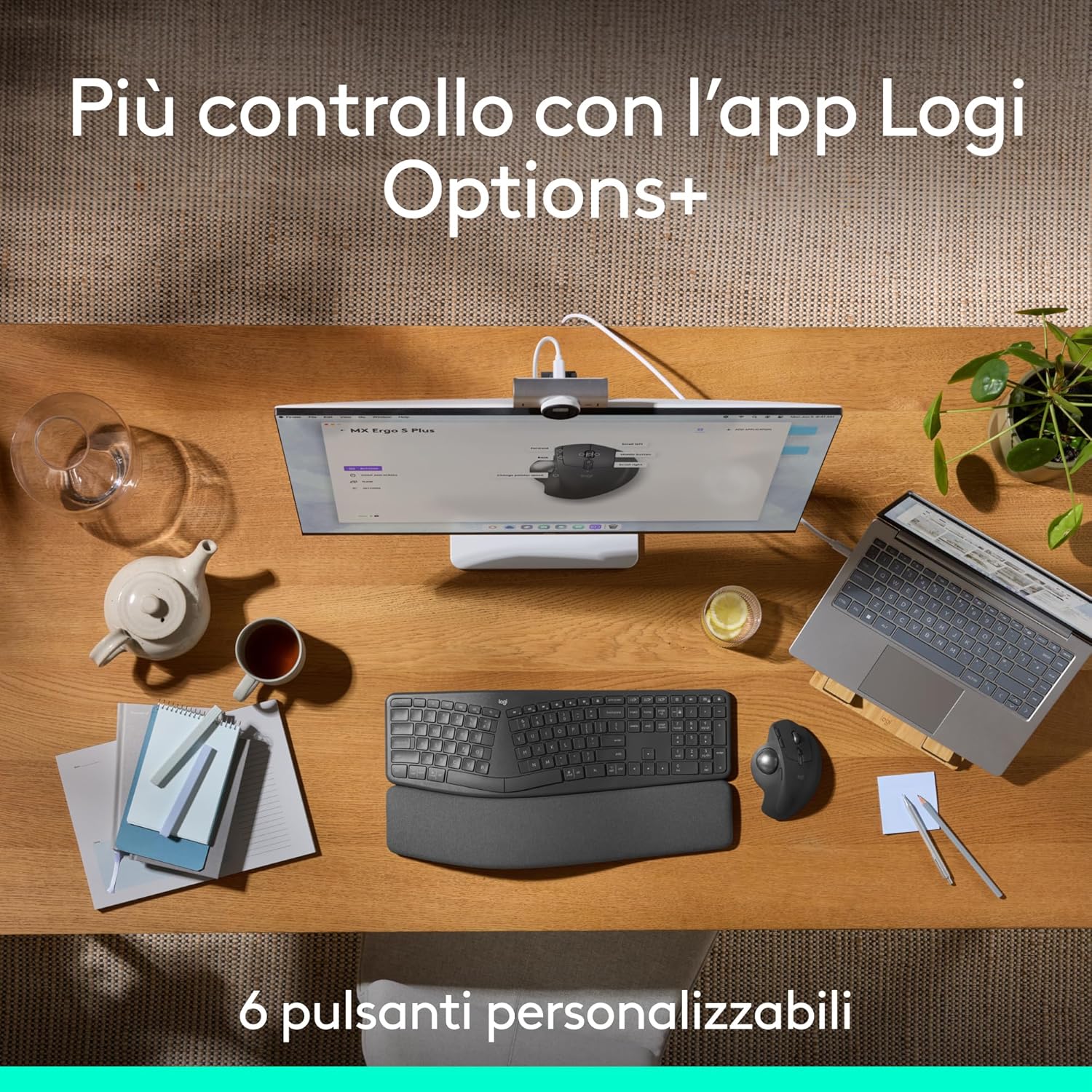 Thumbnail 4 de Logitech MX Ergo S: mouse trackball wireless avanzato, ergonomico e ricaricabile con Bluetooth e dongle criptato