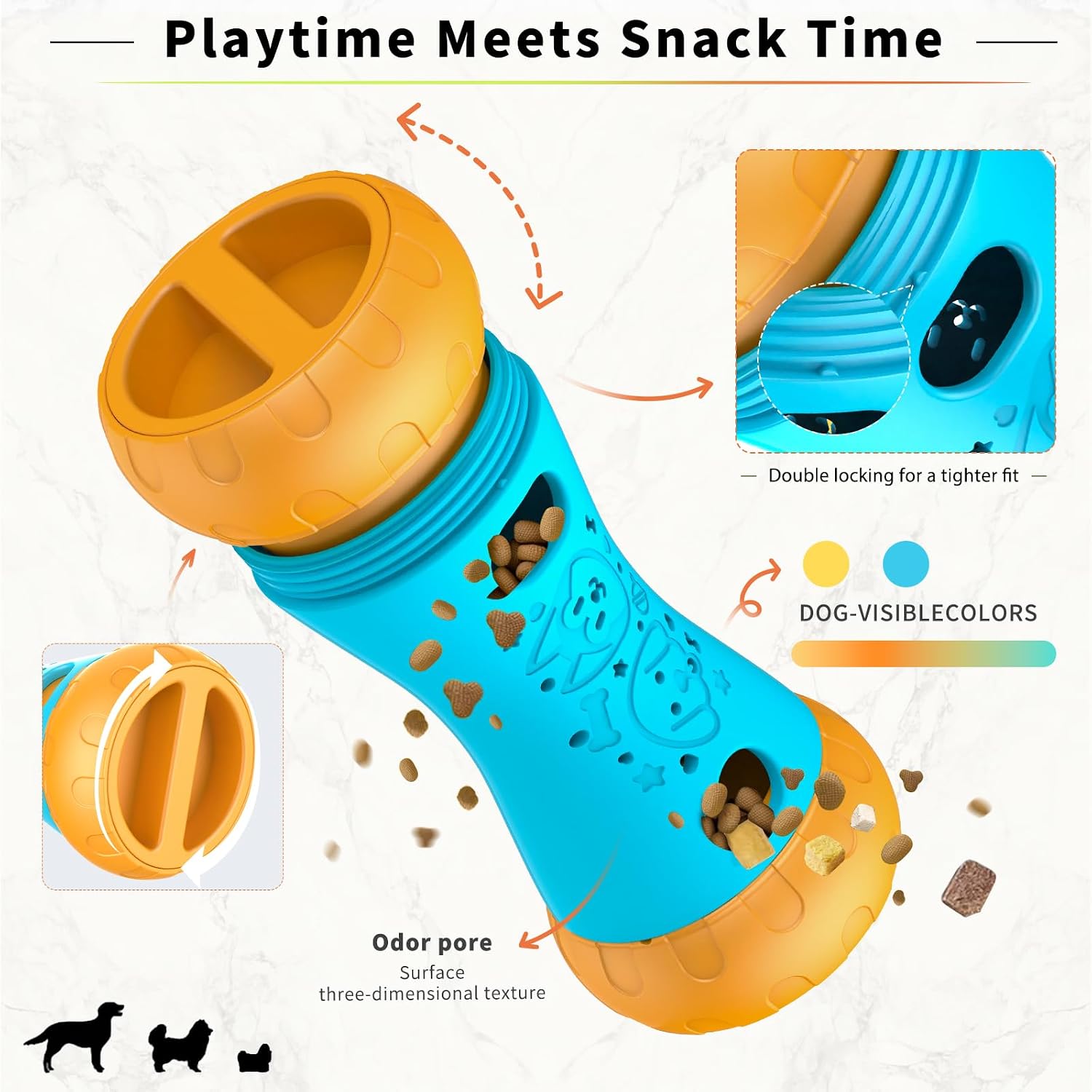 Detalle de Interactive Dog Toys for Boredom: Treat Dispenser and Slow Feeder for Small/Medium Dogs (Blue)