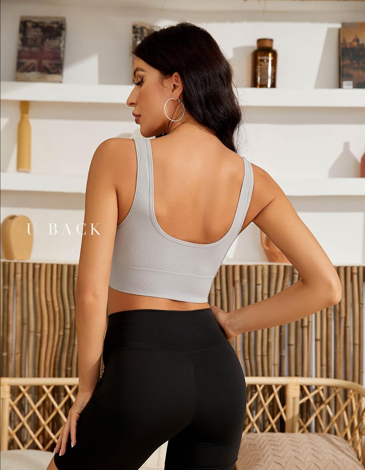 Detalle de SIMIYA Sports Bra Women: Seamless Crop Top with Removable Pads for Everyday Comfort