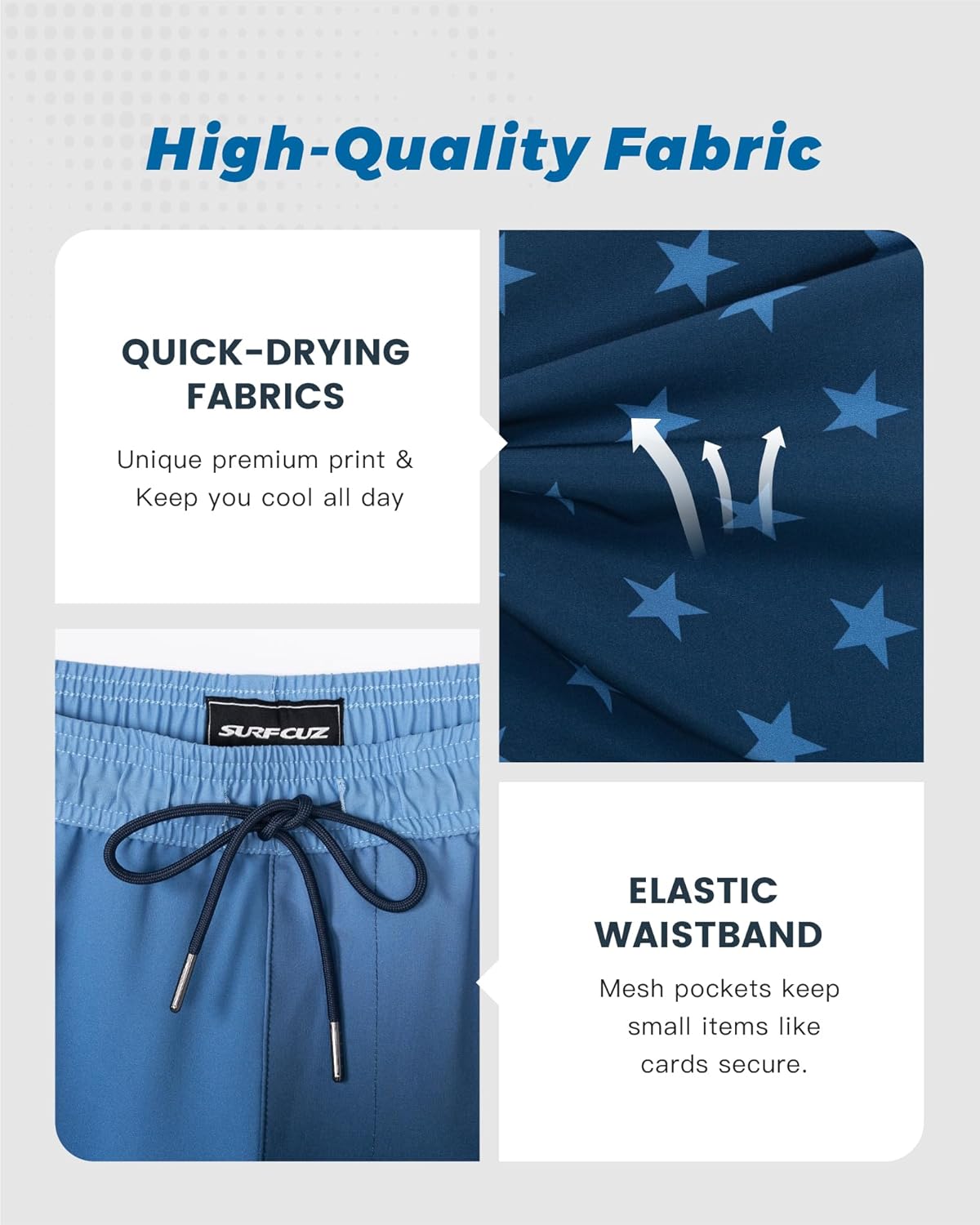 Thumbnail 4 de SURF CUZ Men's Swim Trunks with Compression Liner – 5.5 Inch Quick-Dry Shorts with Zipper Pockets