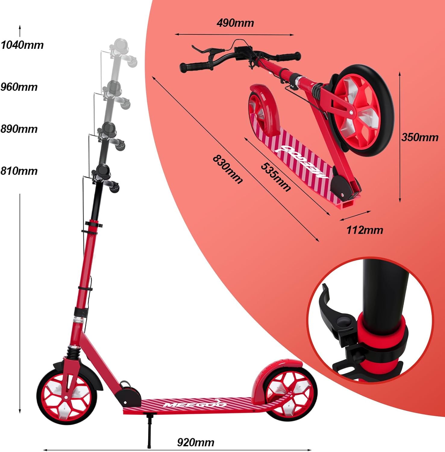 Detalle 2 de MEE GOO Foldable Kick Scooter