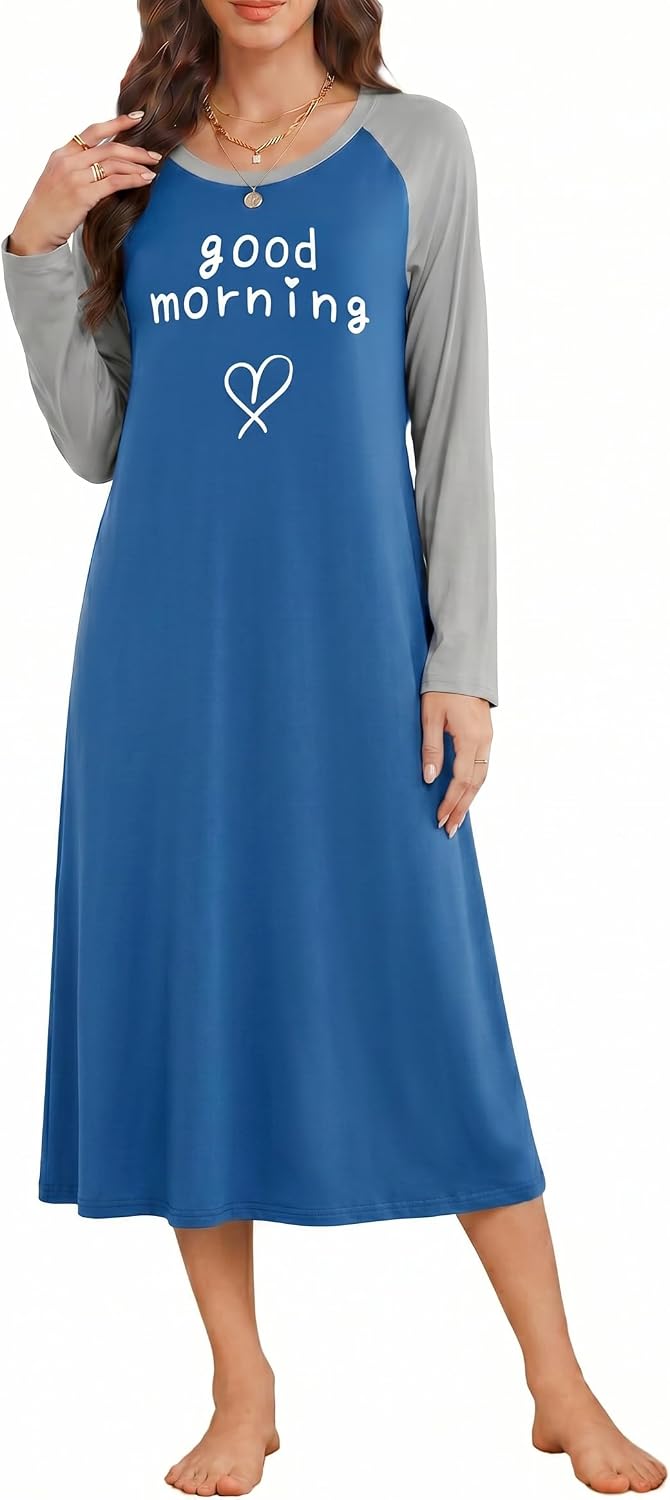 Detalle de Ekouaer Women's Calf-Length Nightgown