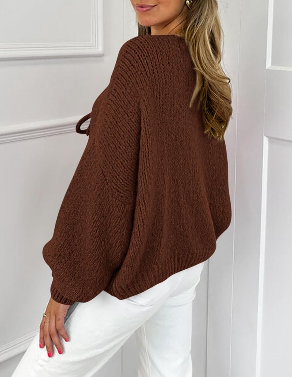 Thumbnail 1 de PRETTYGARDEN Tie Front Bow Cardigan Sizing