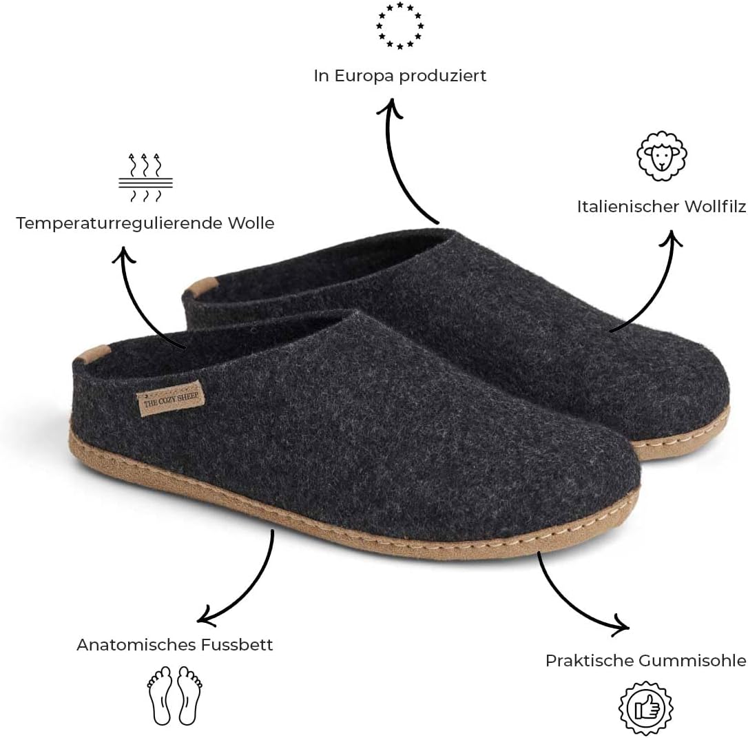 Thumbnail 3 de THE COZY SHEEP Pantoufles en feutre avec semelle en cuir – Chaussons douillets pour homme et femme