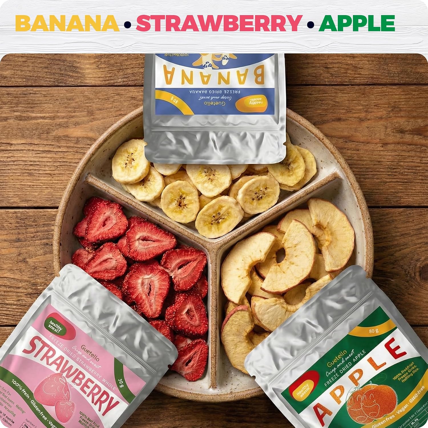 Detalle 2 de Gefriergetrocknete Früchte Set – 150 g, Fruchtmix – 100% Frucht ohne Zusatzstoffe, knusprig vegan