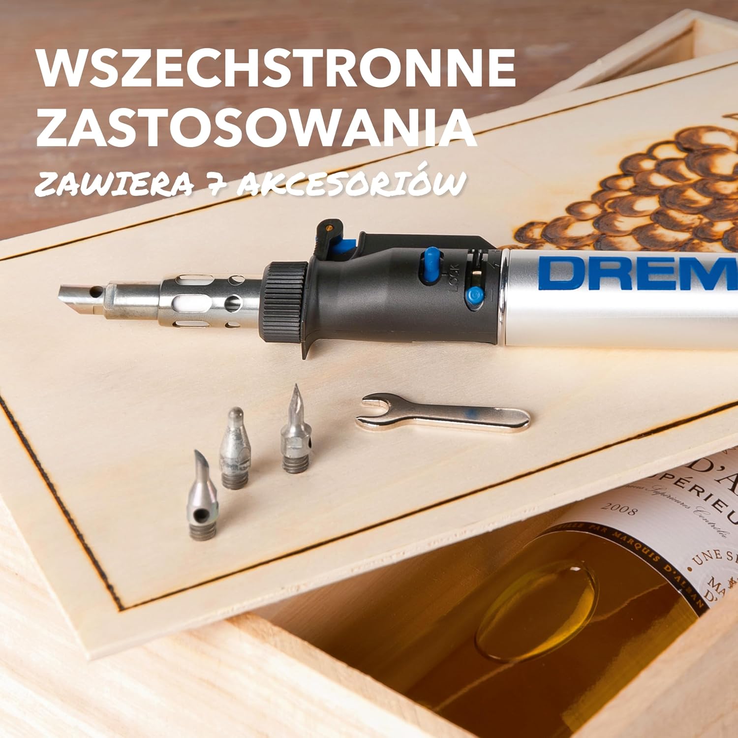 Detalle 2 de Dremel Versatip 2000 F0132000KF – lutownica gazowa 35 W z 7 końcówkami