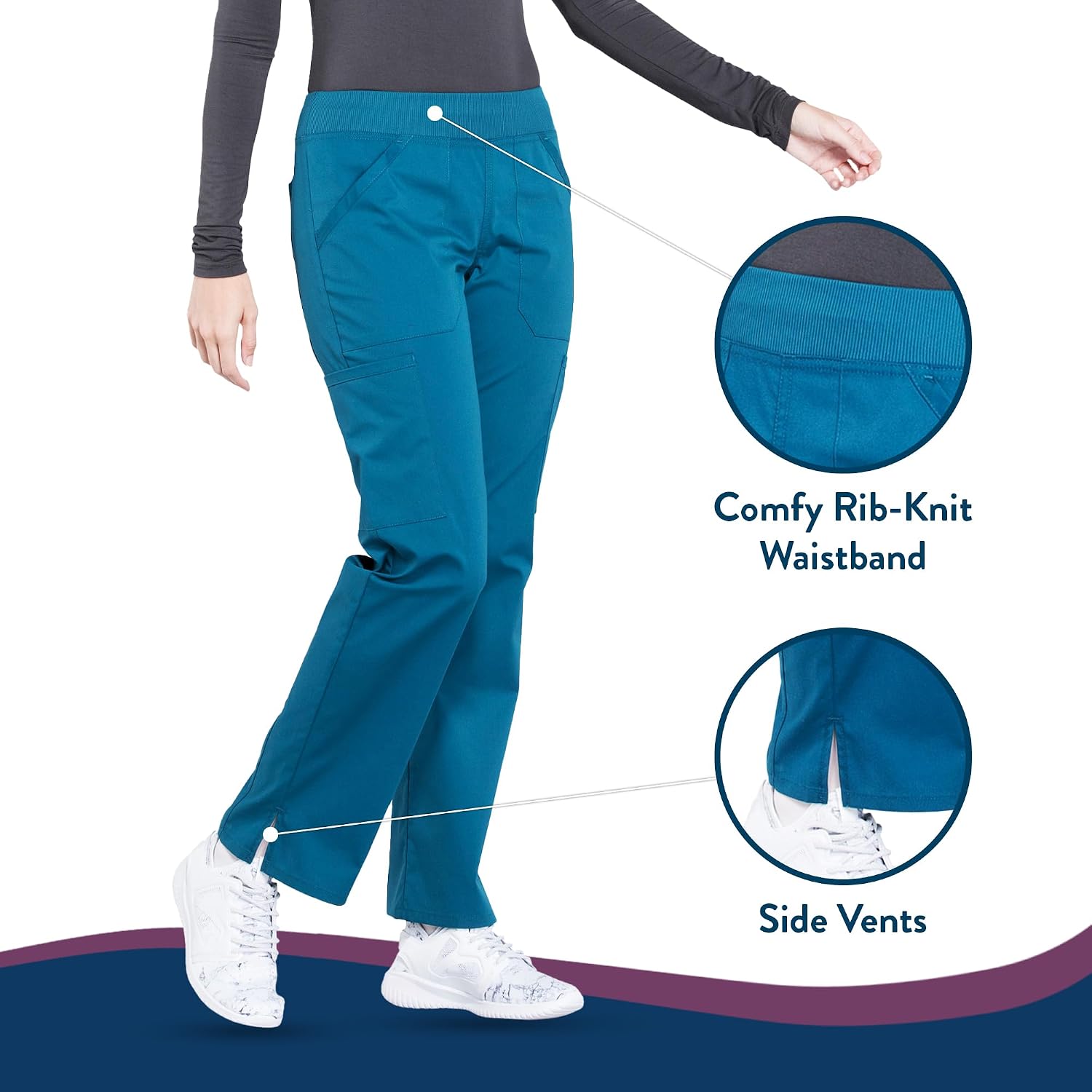 Thumbnail 5 de Cherokee WW170T Women's Scrub Pants, 2-Way Stretch, Six Pockets