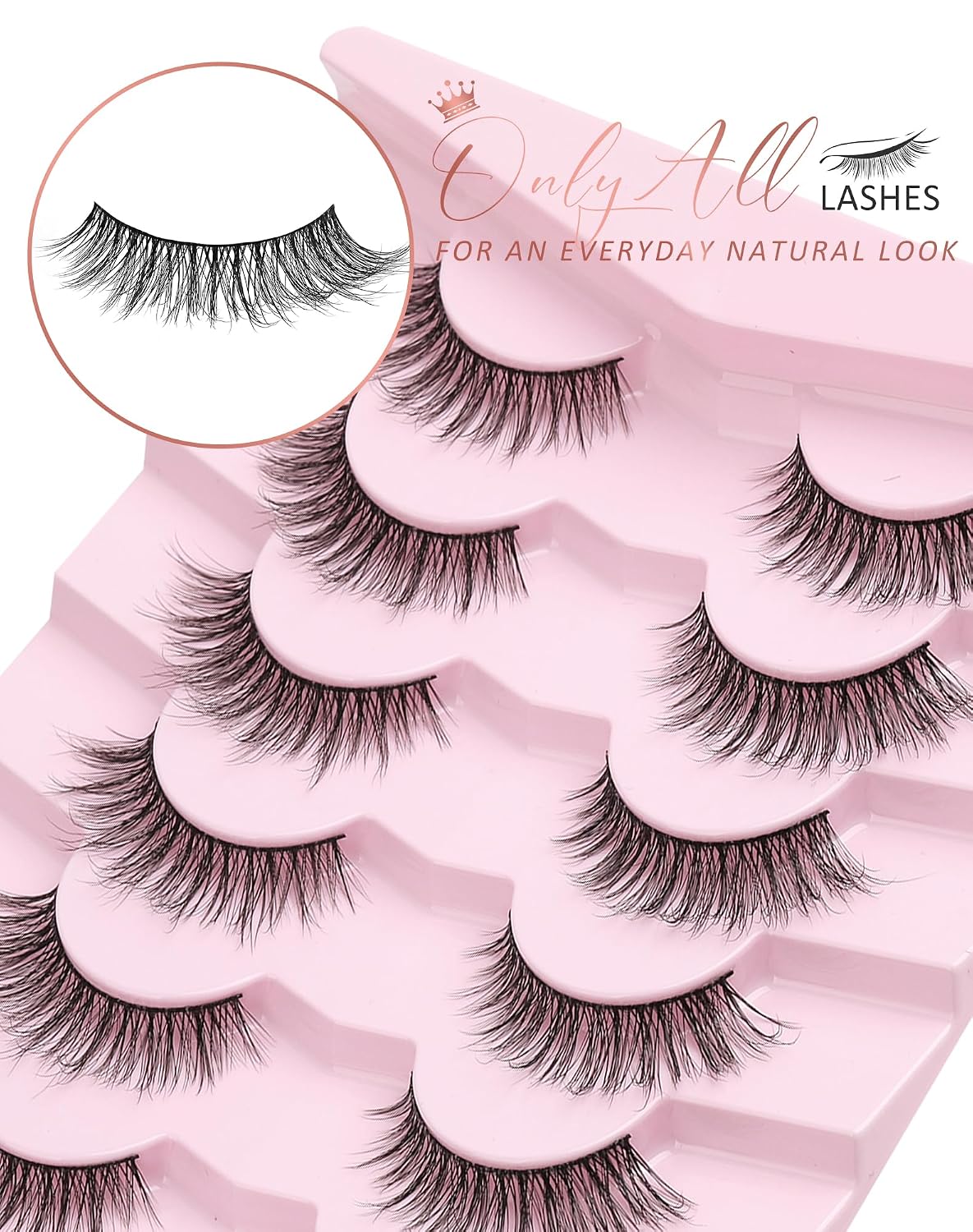Thumbnail 5 de Onlyall Natürliche Wimpern Wispy Strip Lashes DK-06 – Natürliches Aussehen, 7 Paar