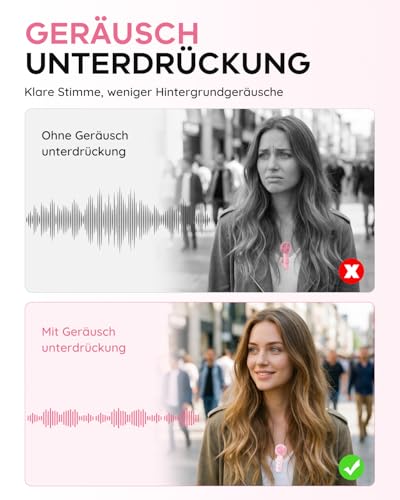 Detalle 2 de Bayanbulu Kabelloses Lavalier-Mikrofon für iPhone, iPad und Android – Rosa