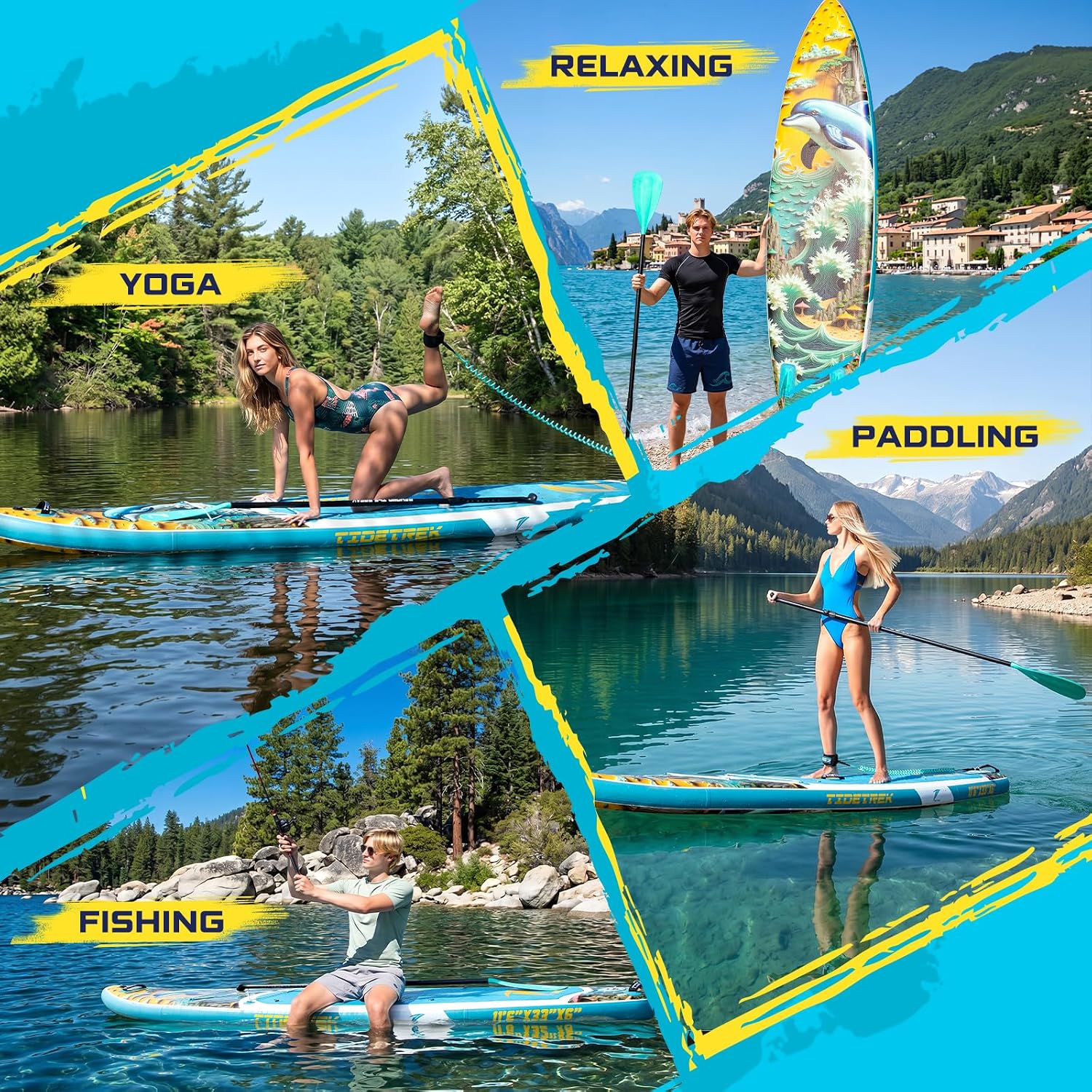 Thumbnail 6 de TIDETREK Inflatable SUP 11'/11'6" x 33/34" x 6" – Extra-Wide, Stable with Premium Accessory Set