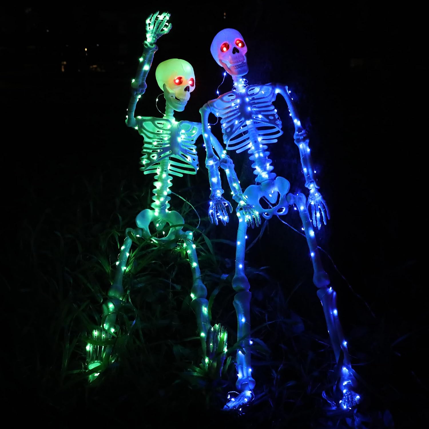 Thumbnail 6 de daboot Wsj-03 – podświetlany szkielet na Halloween, 90 cm, ruchome przeguby i czerwone oczy