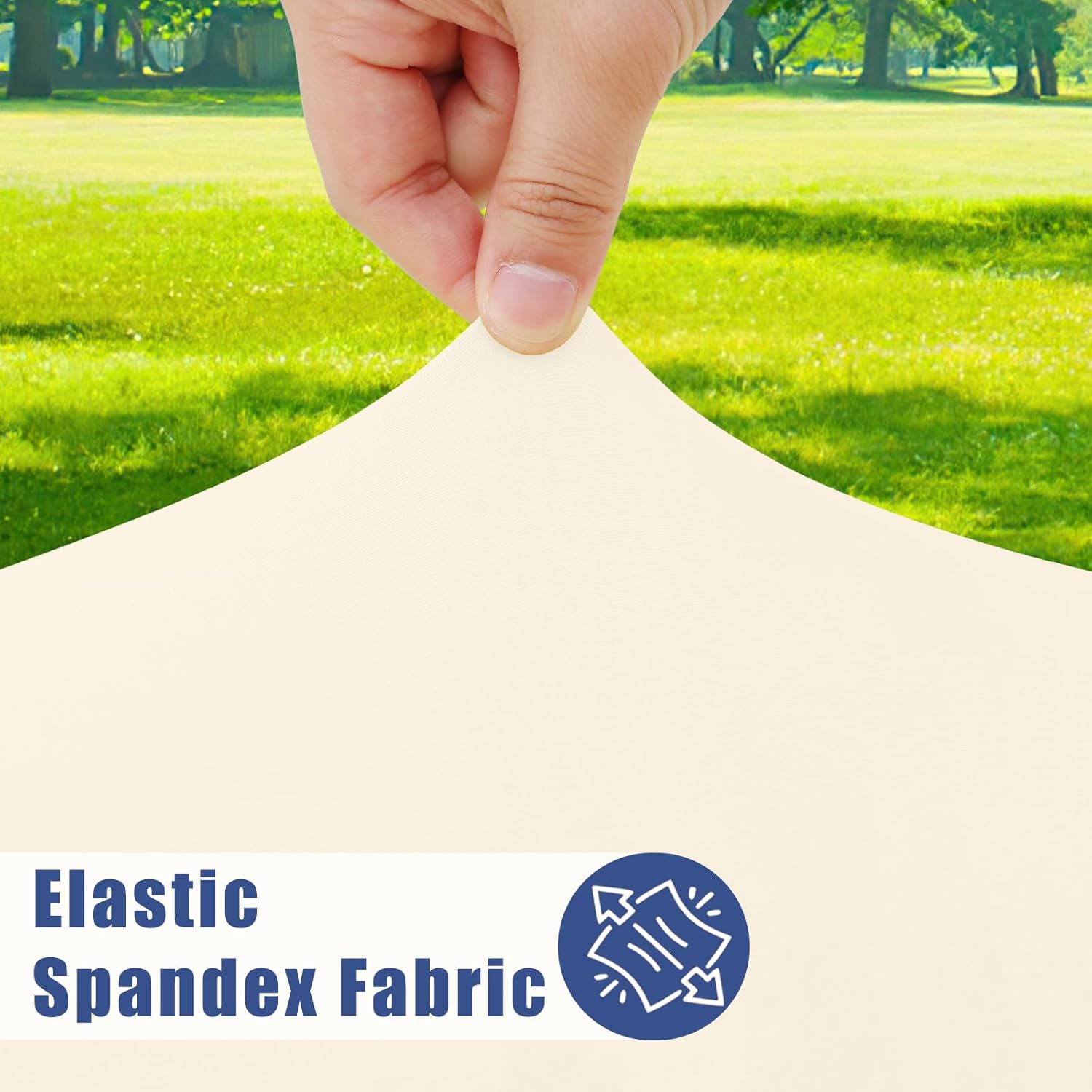 Detalle de Moosfor Spandex 6 Foot Rectangle Table Cloth – Champagne Elastic Fitted Cover (30" x 72")