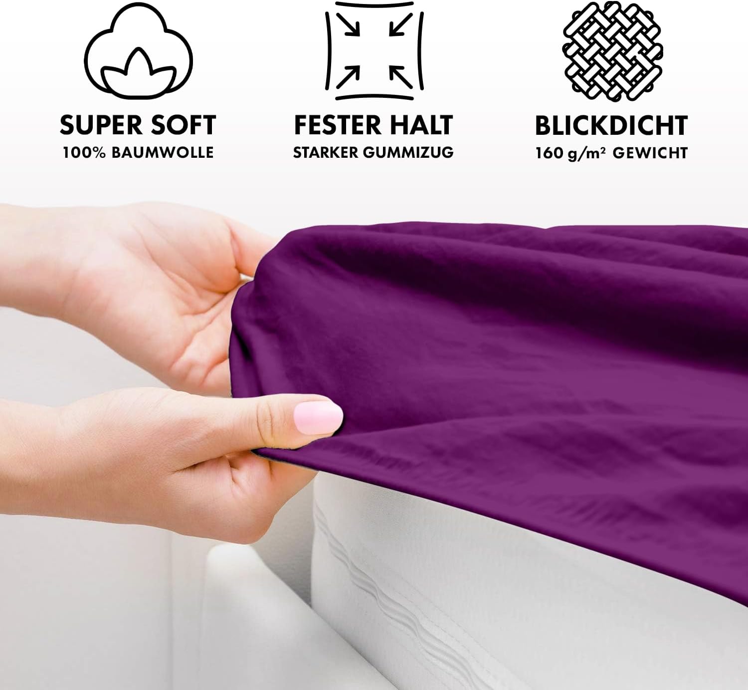 Thumbnail 2 de Jacobson Jersey Spannbettlaken 60x120–70x140 Royal Lila