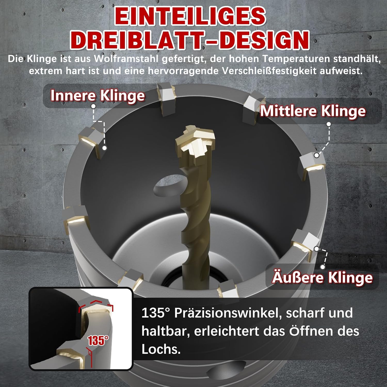 Thumbnail 3 de METOTY 45 mm Bohrkrone mit SDS-Plus Adapter (110 mm) für Dosenbohrungen in Mauerwerk