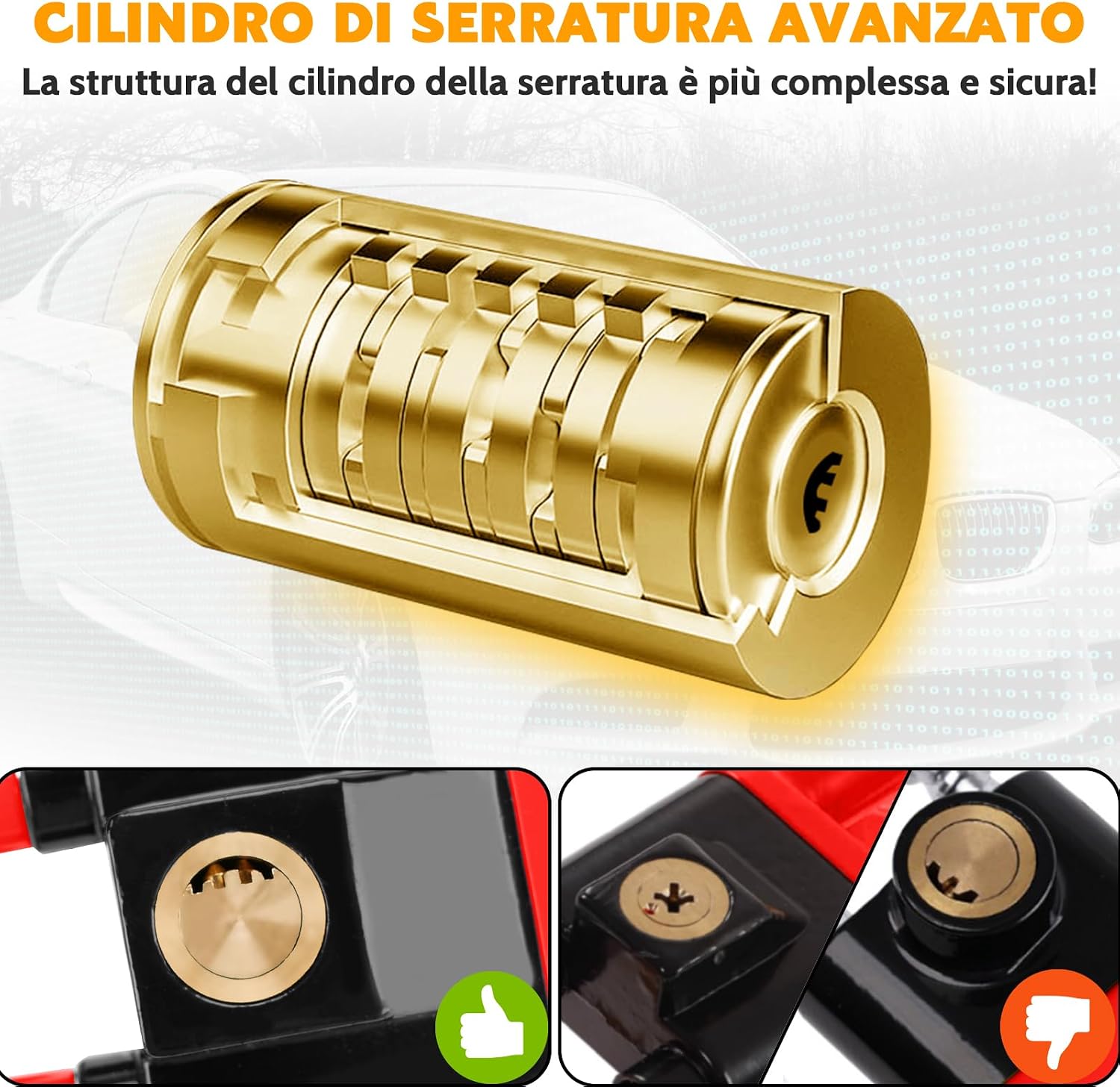 Detalle de Tevlaphee Blocca Sterzo Auto regolabile 5,5–13,8"