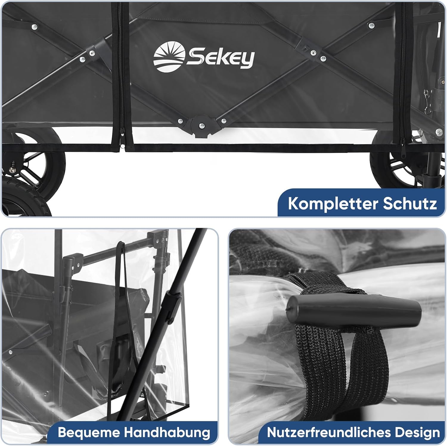Detalle 2 de Sekey Bollerwagen Regenabdeckung 110 x 60