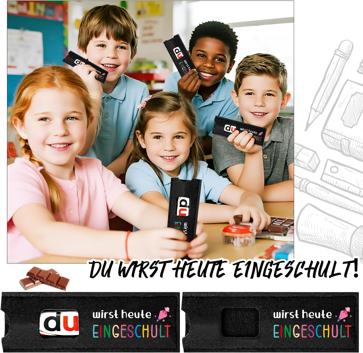Thumbnail 2 de Giftota 20er Set Filz-Schultüten-Beutel für Einschulung – Lustige Geschenkidee ohne Schokolade