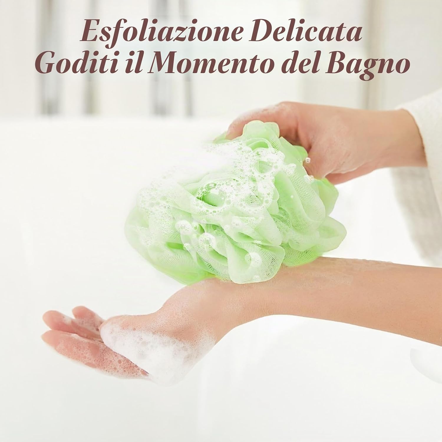 Thumbnail 4 de Flintronic 4 Pezzi Spugna Doccia 50 g – Palla Doccia Morbida in Tessuto a Rete, Esfoliante e Massaggiante