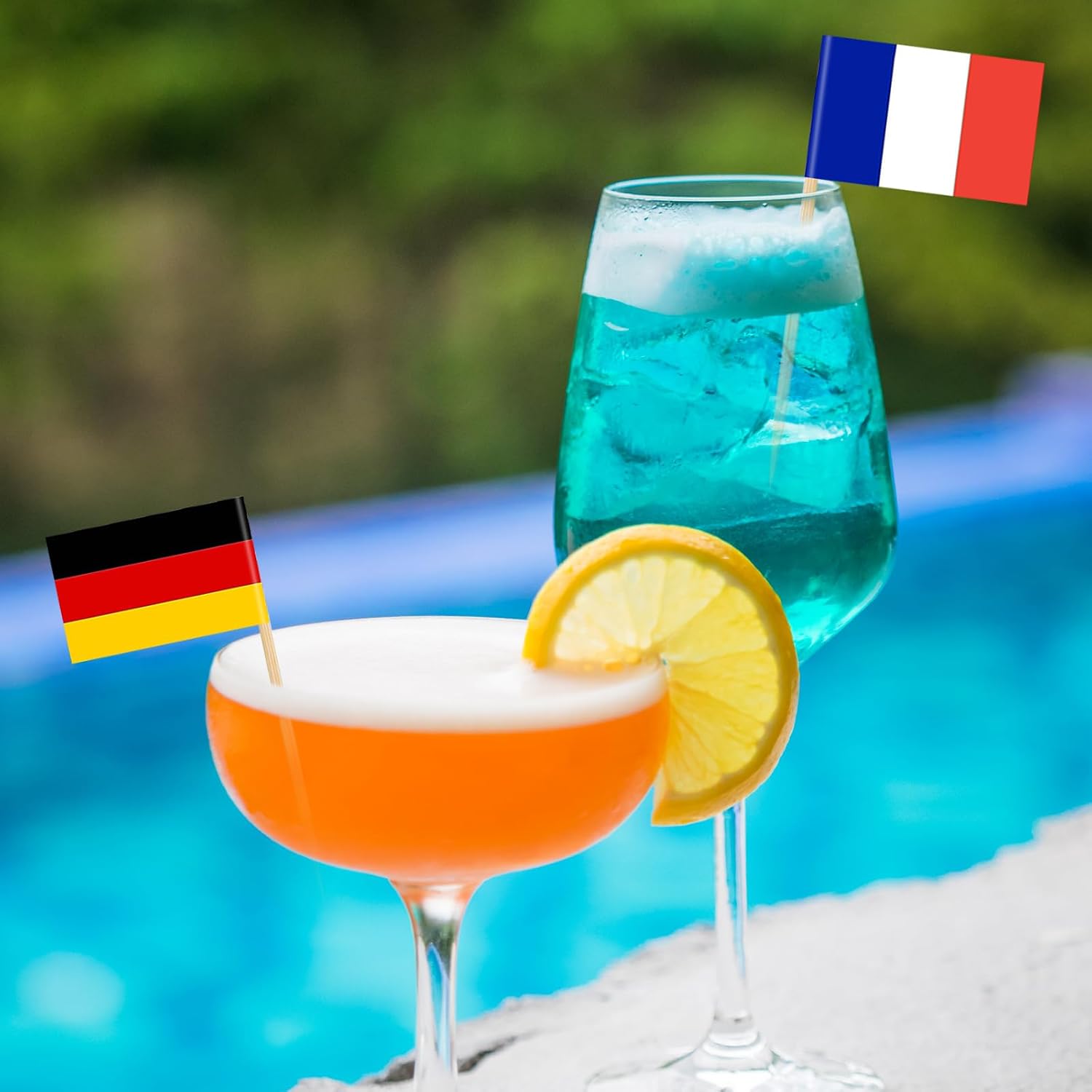 Detalle de Kisvic YQGQ-01 cocktailprikkers met 100 dubbelzijdige landen- en vlagdecoraties