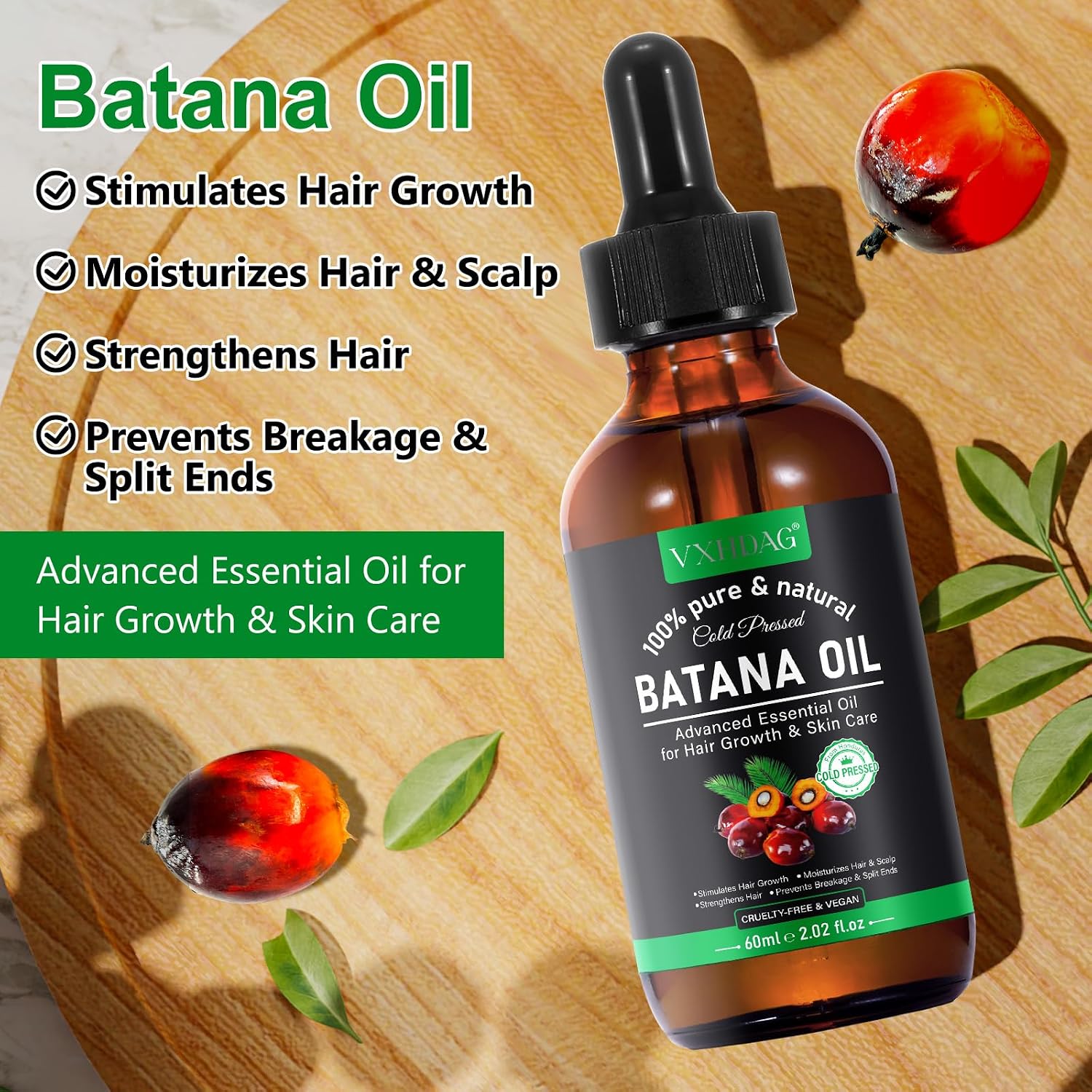 Detalle 2 de VXHDAG Batana Oil for Hair and Scalp, 100% Pure, 2.02 fl oz
