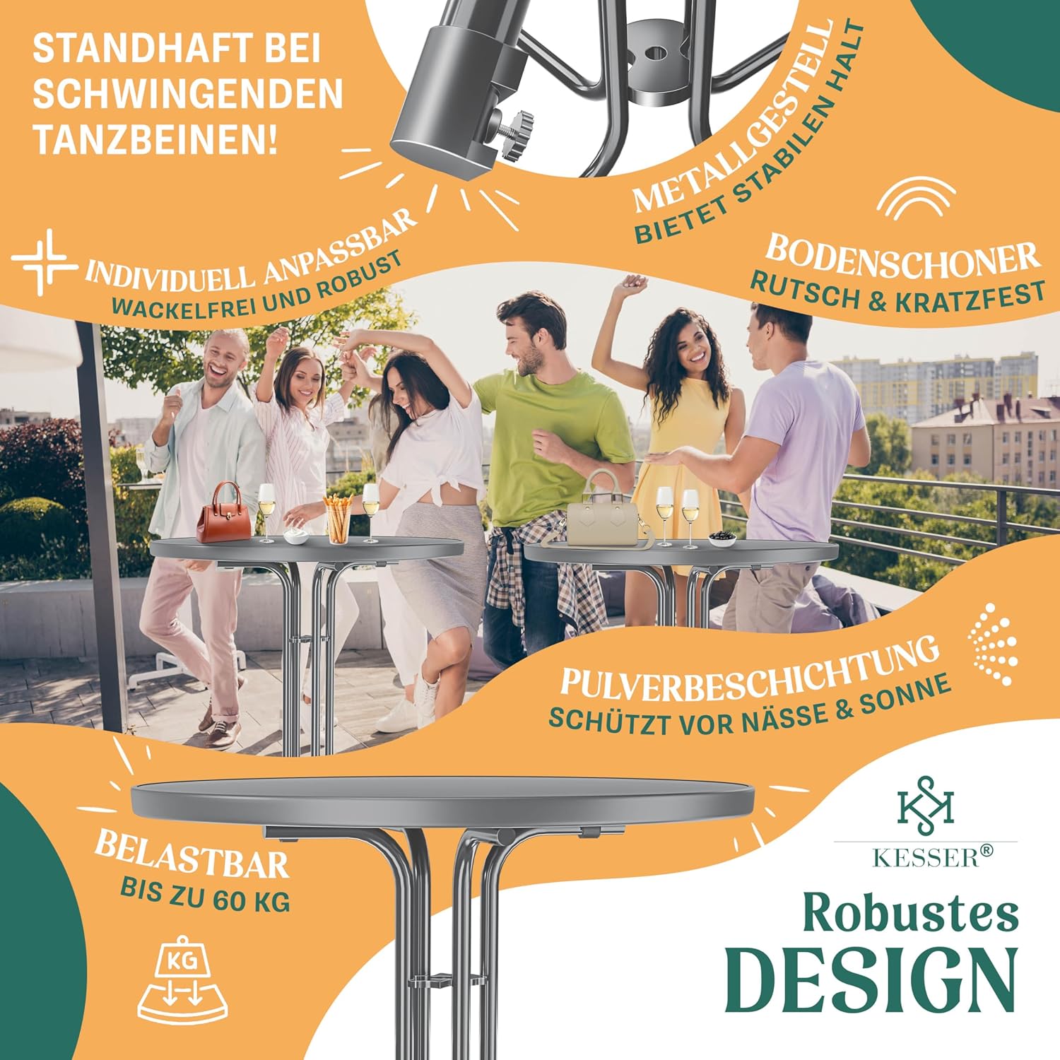 Thumbnail 4 de KESSER Stehtisch klappbar Ø80cm rund – wetterfester Gastro Bistrotisch, Hoch-/Klapptisch für Innen & Außen