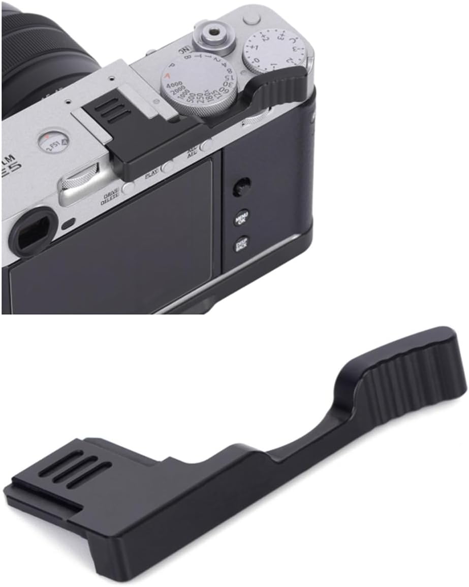 Detalle de YUULNMOP Aluminum Hot Shoe Thumb Rest for Fujifilm X-E5, Black, Anti-Slip