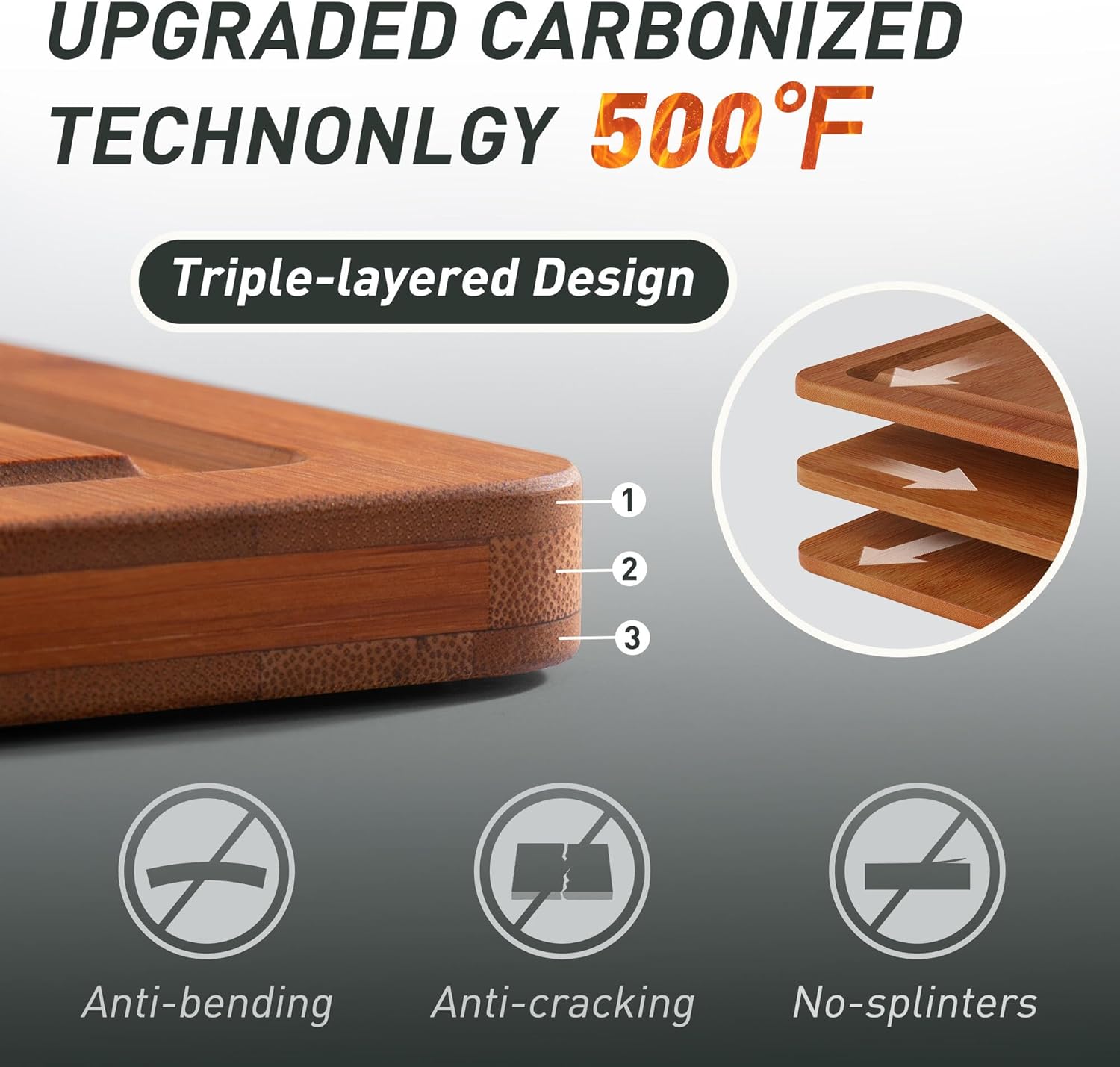 Detalle de 3-Pack Bamboo Cutting Board Set ⚙