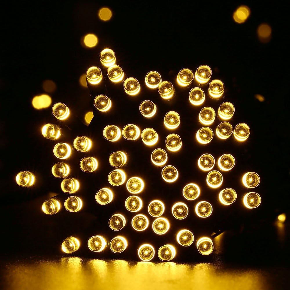 Detalle 2 de iShabao Solar Fairy Lights, 2-Pack, 66 ft, 200 Warm White LEDs, 8 Modes
