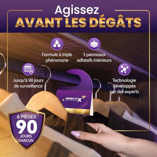 Detalle de INSECTIX PEST SOLUTION pièges à mites textiles, lot de 6