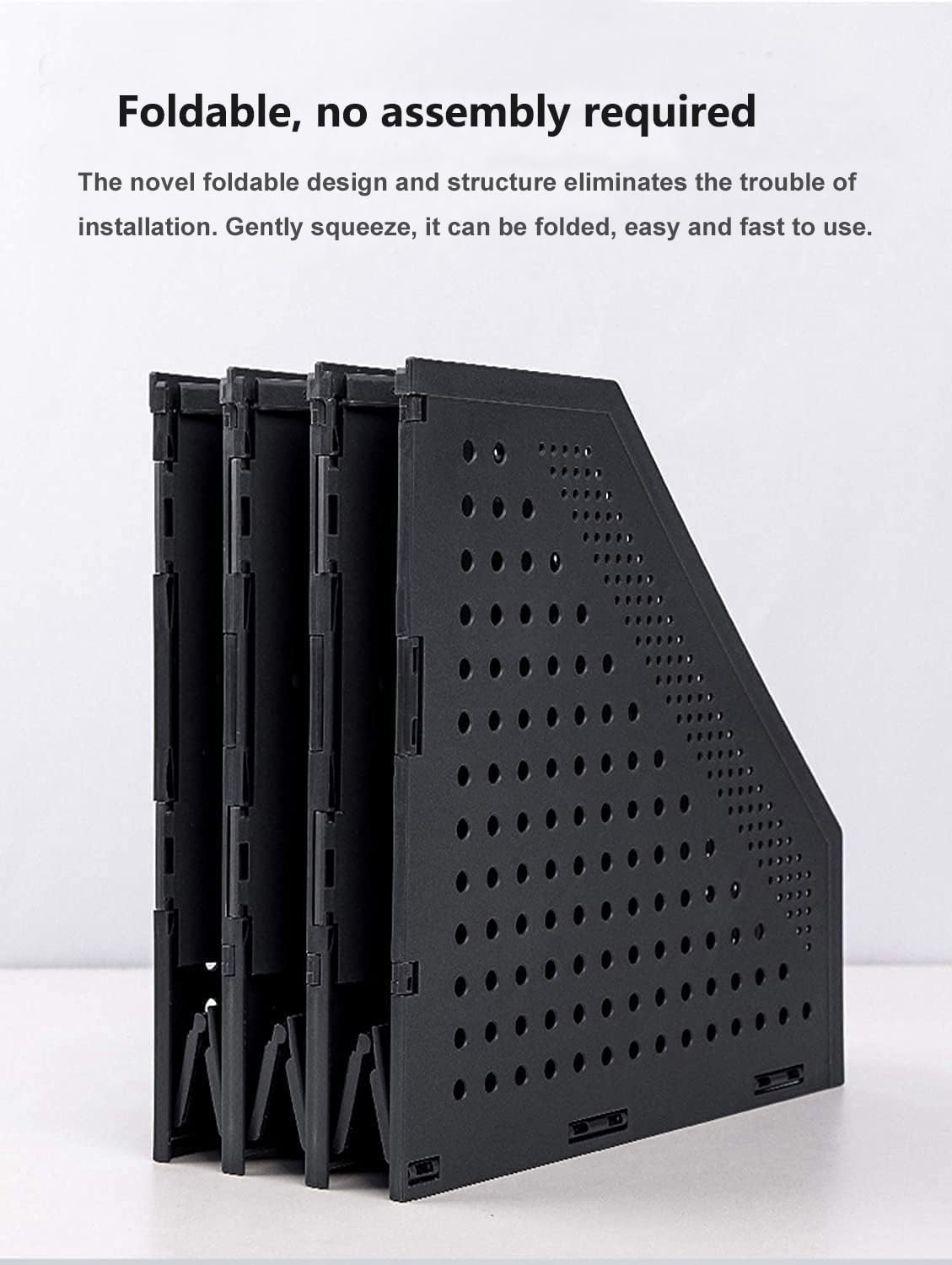 Thumbnail 3 de Sivelike A4 File Holder Folding Bookshelf – 3 Compartment, Dark Grey