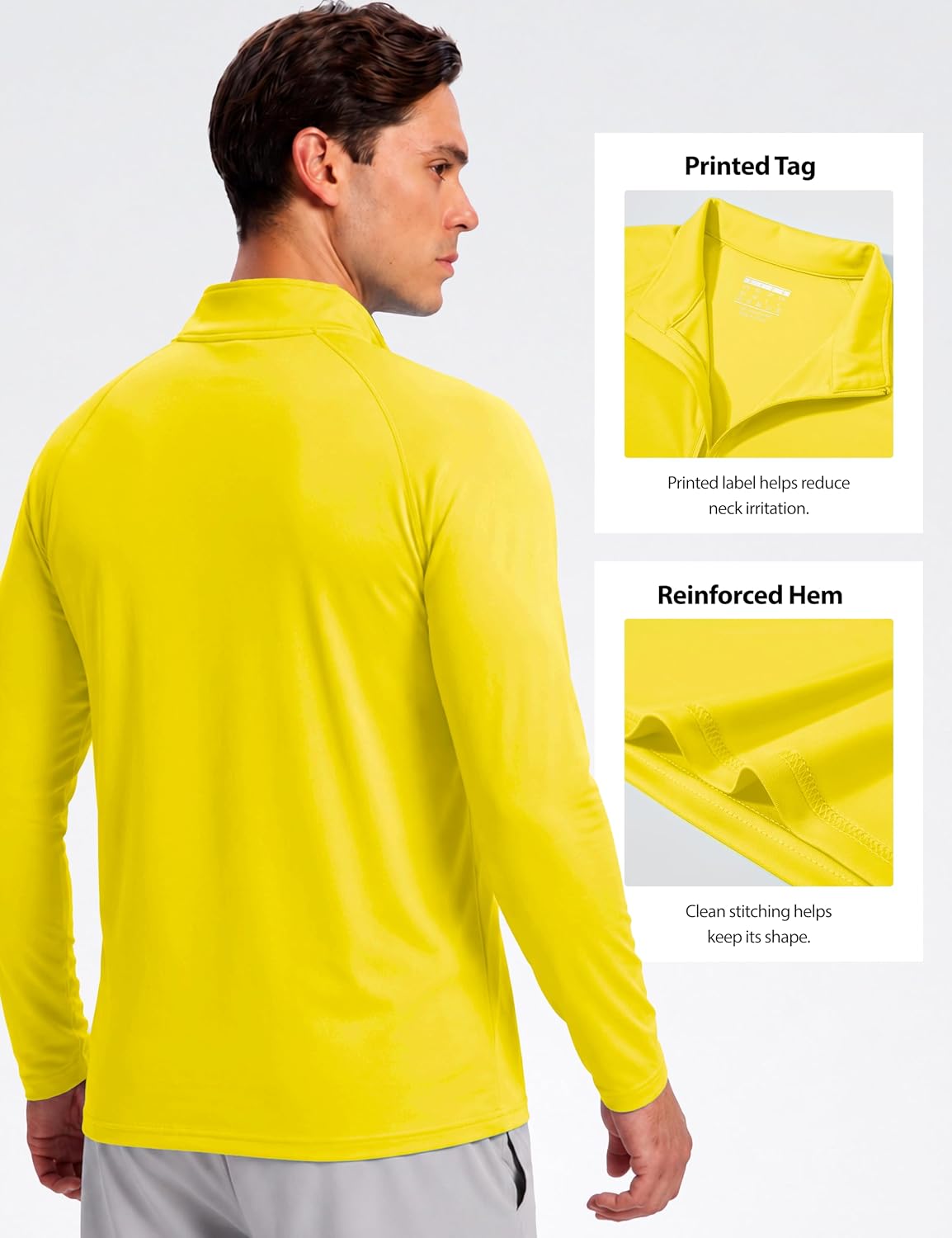 Detalle de Boladeci Men's Quarter-Zip Golf Shirt, UPF 50+, Long Sleeve, 4-Way Stretch