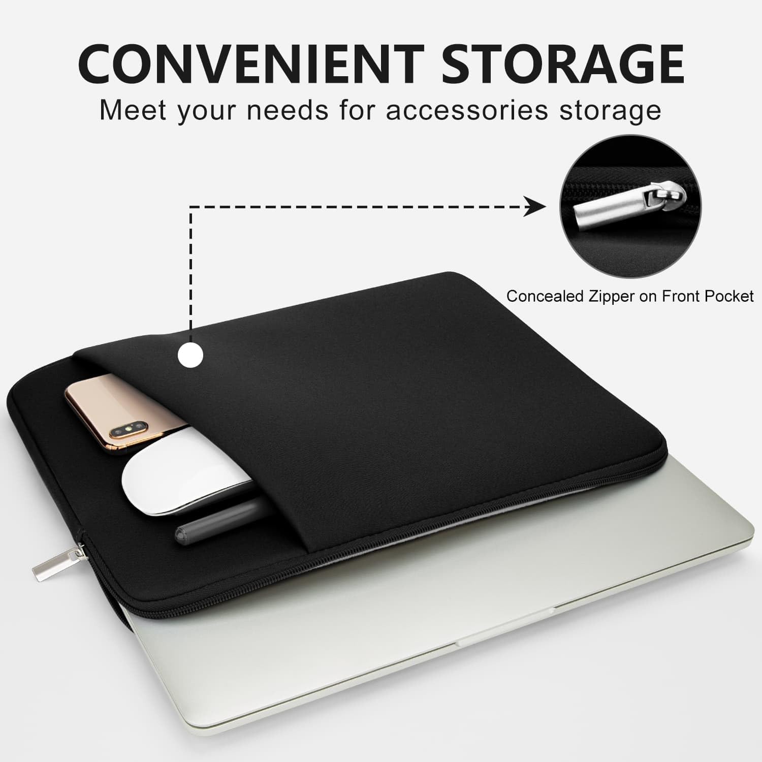 Thumbnail 1 de Laptophülle mit Reißverschluss-Zubehörtasche für 15–16 Zoll Notebooks – gepolstertes Sleeve Case