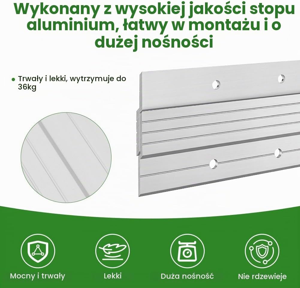Thumbnail 6 de Ainiv aluminiowy wieszak francuski Z 30 cm, srebrny, nośność do 36 kg