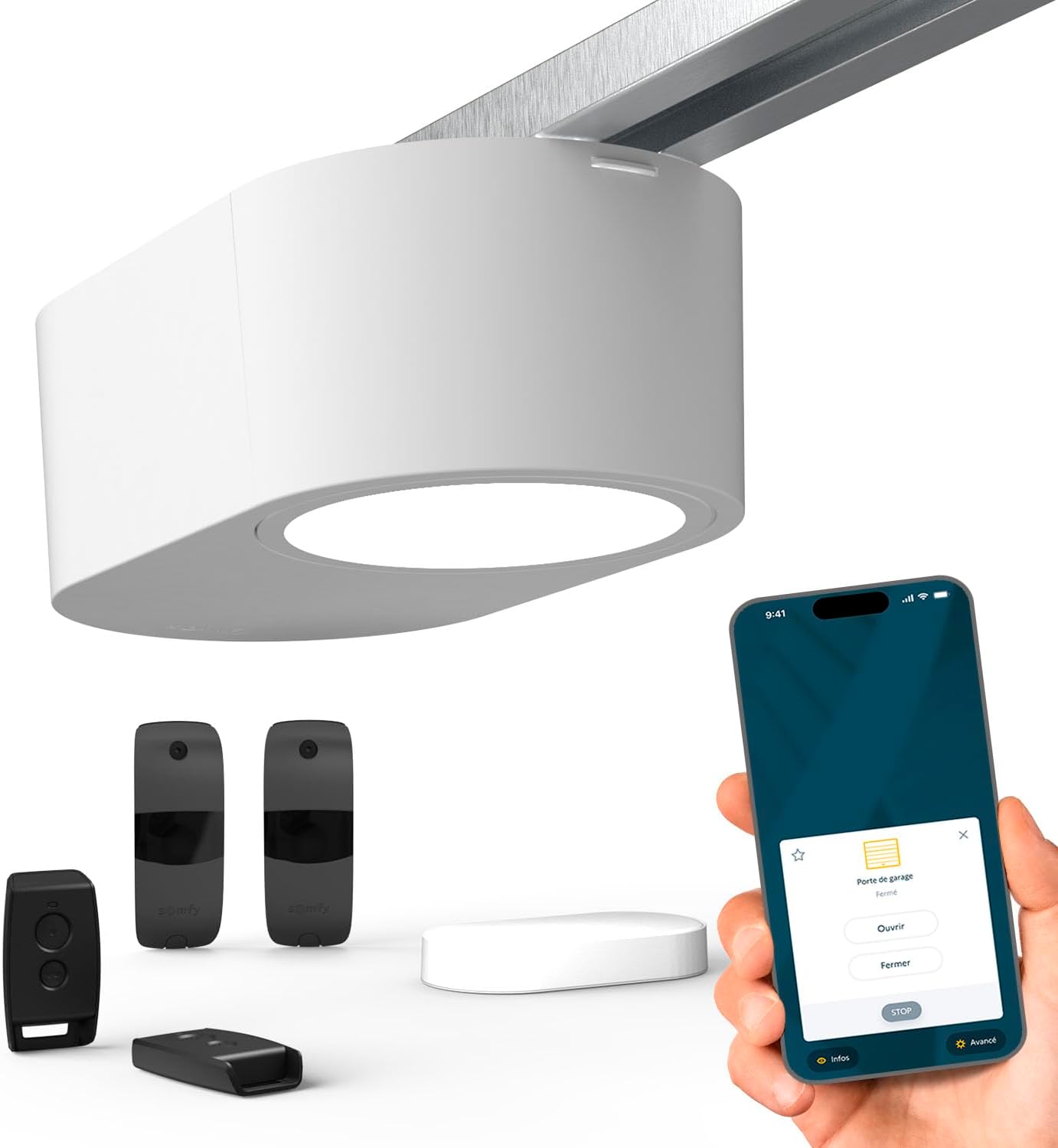 Thumbnail 6 de Somfy 1246362 Serenia 1100 io Connect — Pack de motorisation pour porte de garage (max 2,35 m x 4,5 m) avec kit de connectivité