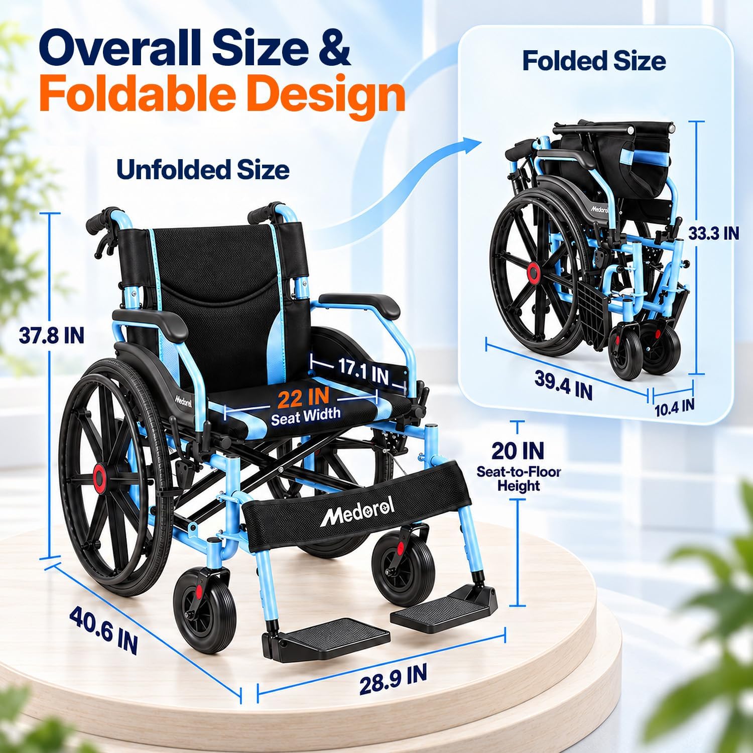 Thumbnail 6 de Medorol K07 Bariatric Wheelchair, 22-Inch Seat, 400-lb Capacity, Foldable