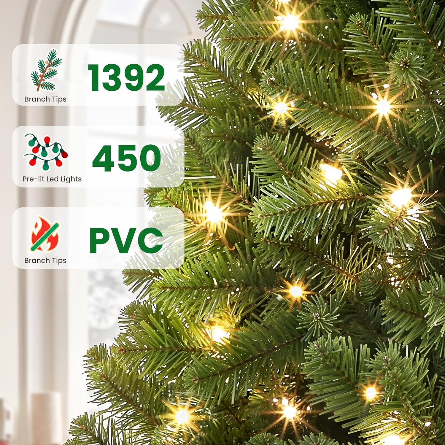 Detalle de SHareconn G0501A(0.17) G1002A(0.34) 8-Foot Pre-Lit Spruce Christmas Tree