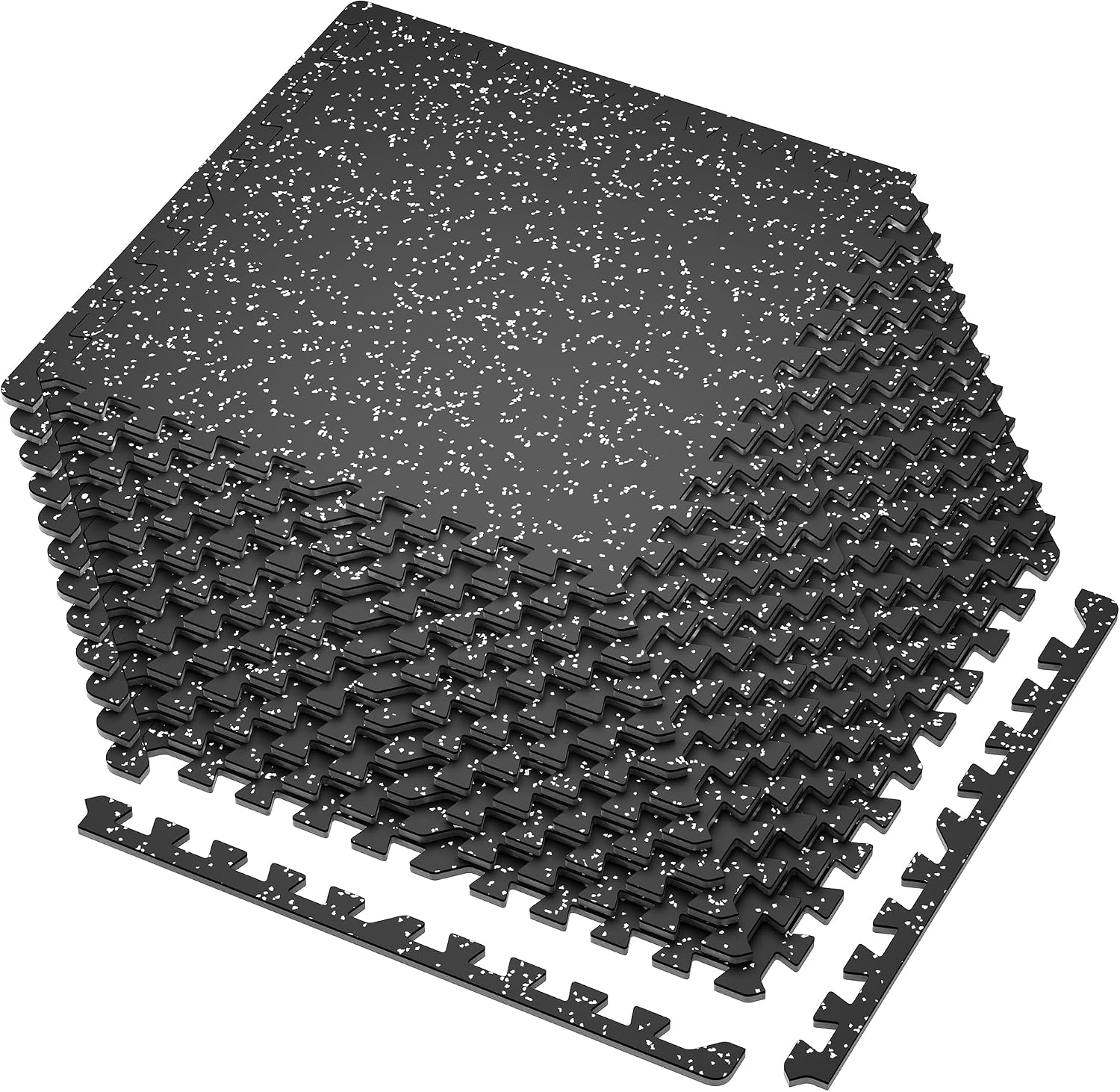 Detalle de SUPERJARE 0.4'' Thick Exercise Mats with Rubber Top—Interlocking Gym Flooring 🧽